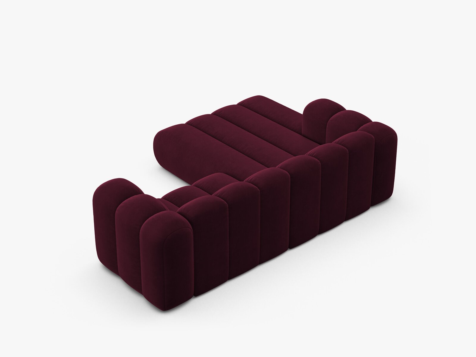 Micadoni Modulares Ecksofa Lupine 3-Sitzer Links Samt Venus Burgunder