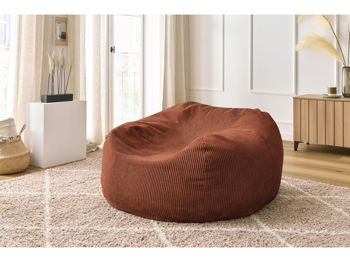 Bobochic Voltaire Pouf 120 × 70 cm Cordsamt Orange