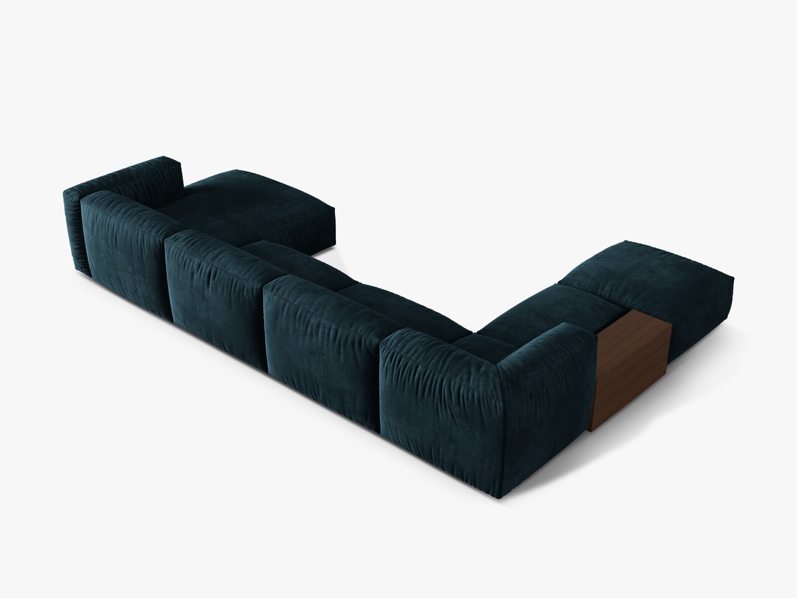 Micadoni Panorama-Ecksofa Martina 5-Sitzer Links Samt Tiefes Petrol