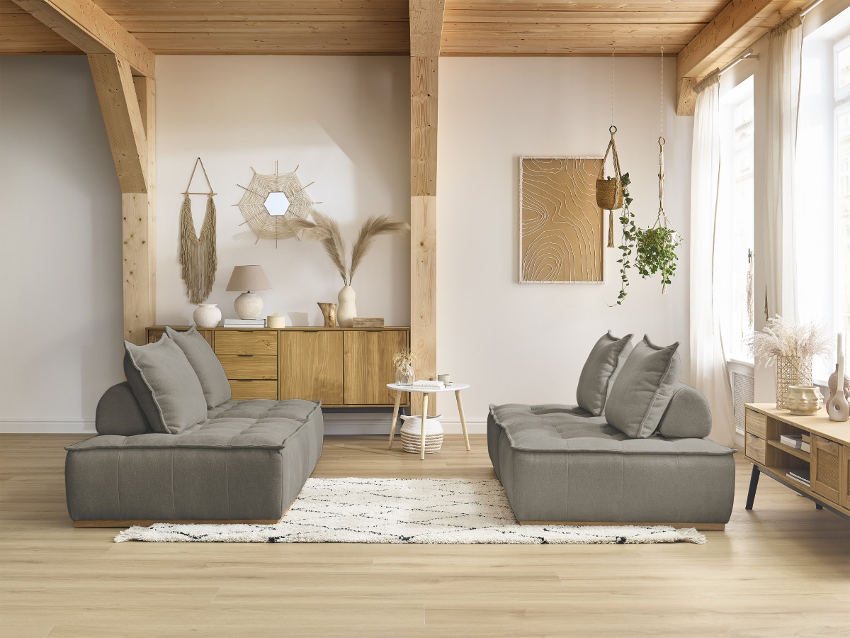 Bobochic Elisa Sofa 4-Sitzer Strukturstoff Taupe