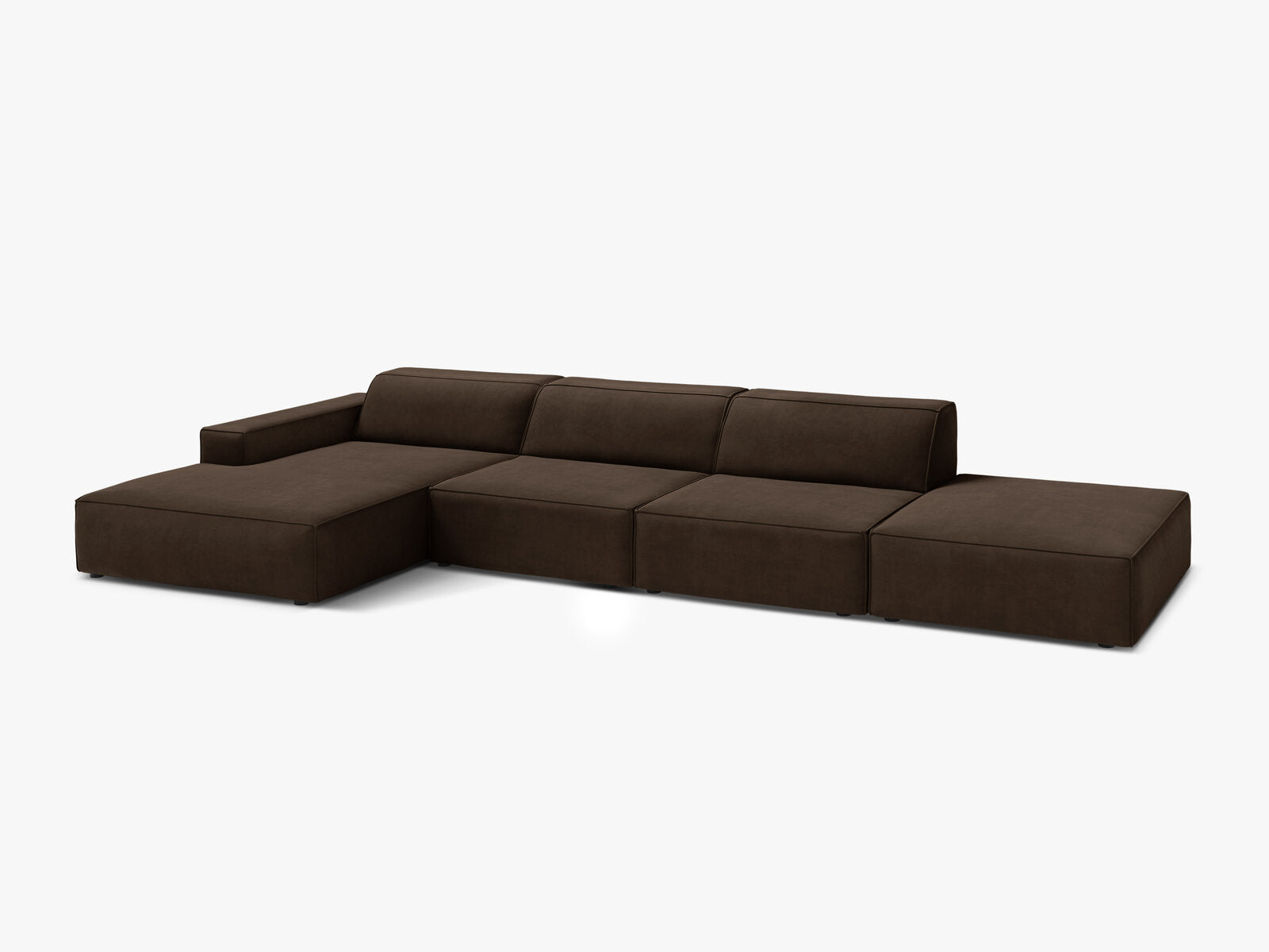 Micadoni Ecksofa Jodie 5-Sitzer Links Samt Bluvel Dunkelbraun
