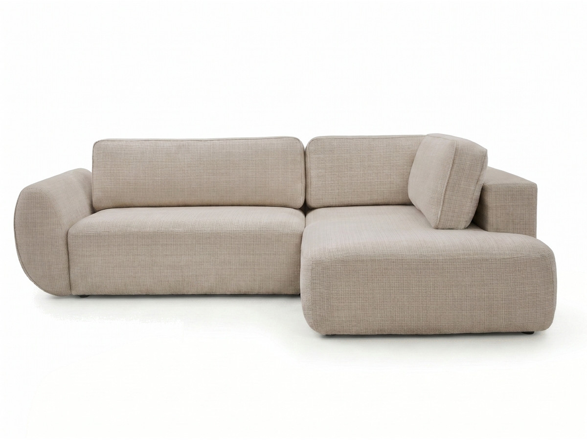 Bobochic Denise Ecksofa mit Schlaffunktion und Bettkasten 256 × 197 cm Strukturstoff Beige Ecke rechts
