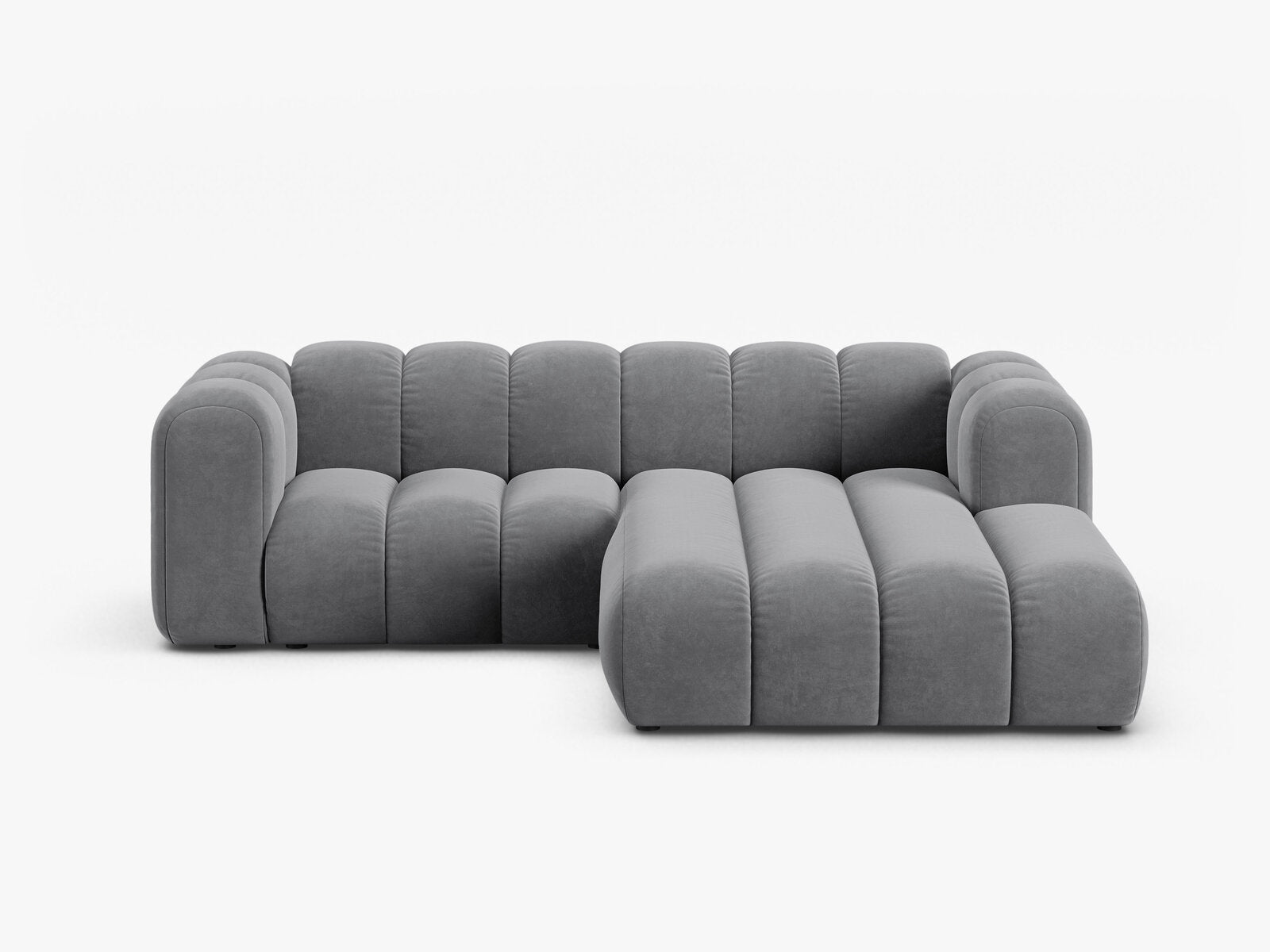 Micadoni Modulares Ecksofa Lupine 3-Sitzer Rechts Samt Salvador Grau