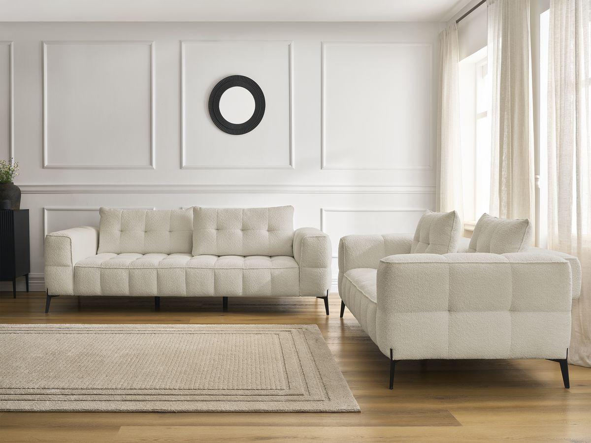 Bobochic Anis Sofa 5-Sitzer Bouclé-Stoff Beige