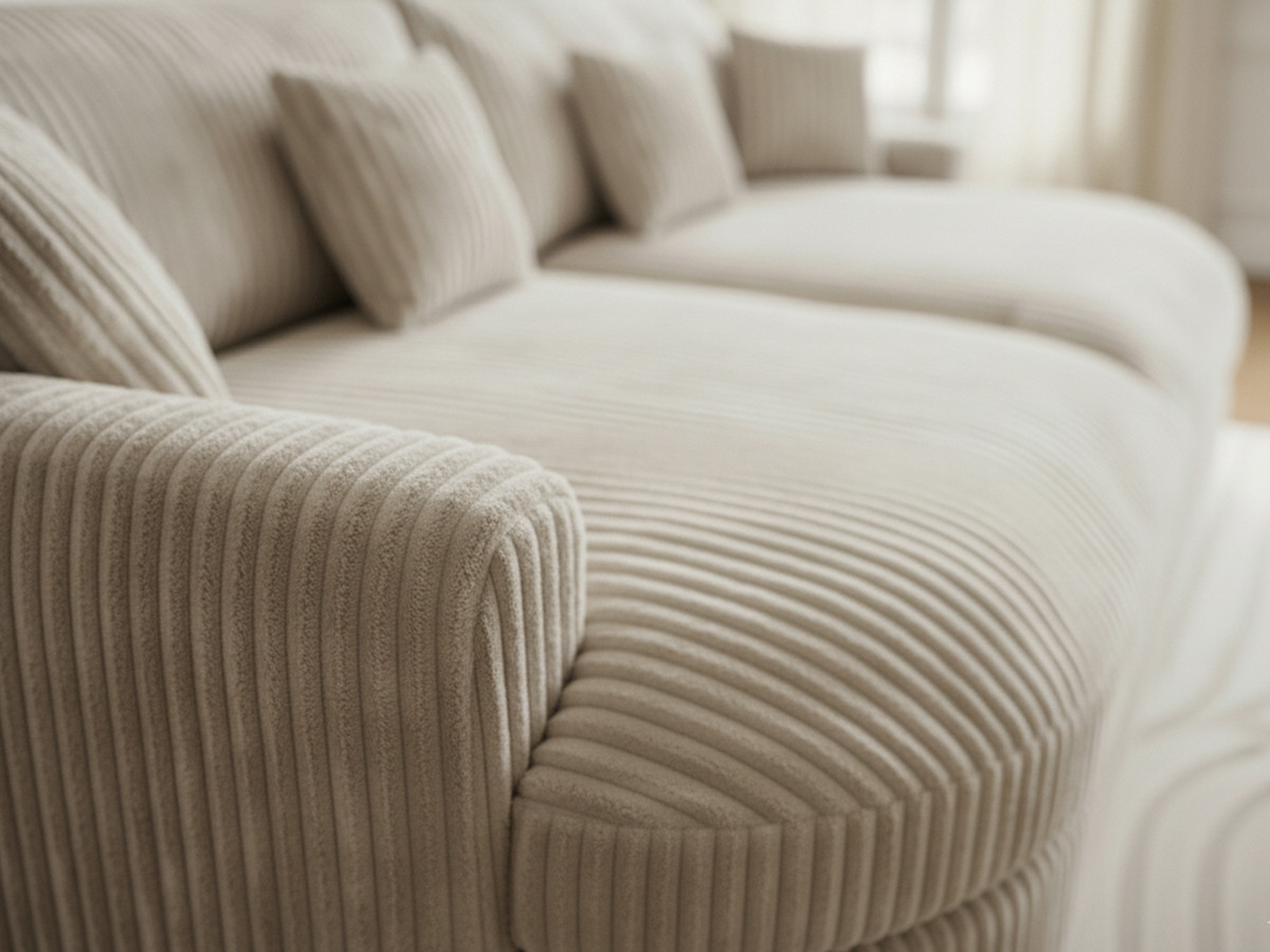Bobochic Belem Sofa 3-Sitzer Breitcord weich Taupe