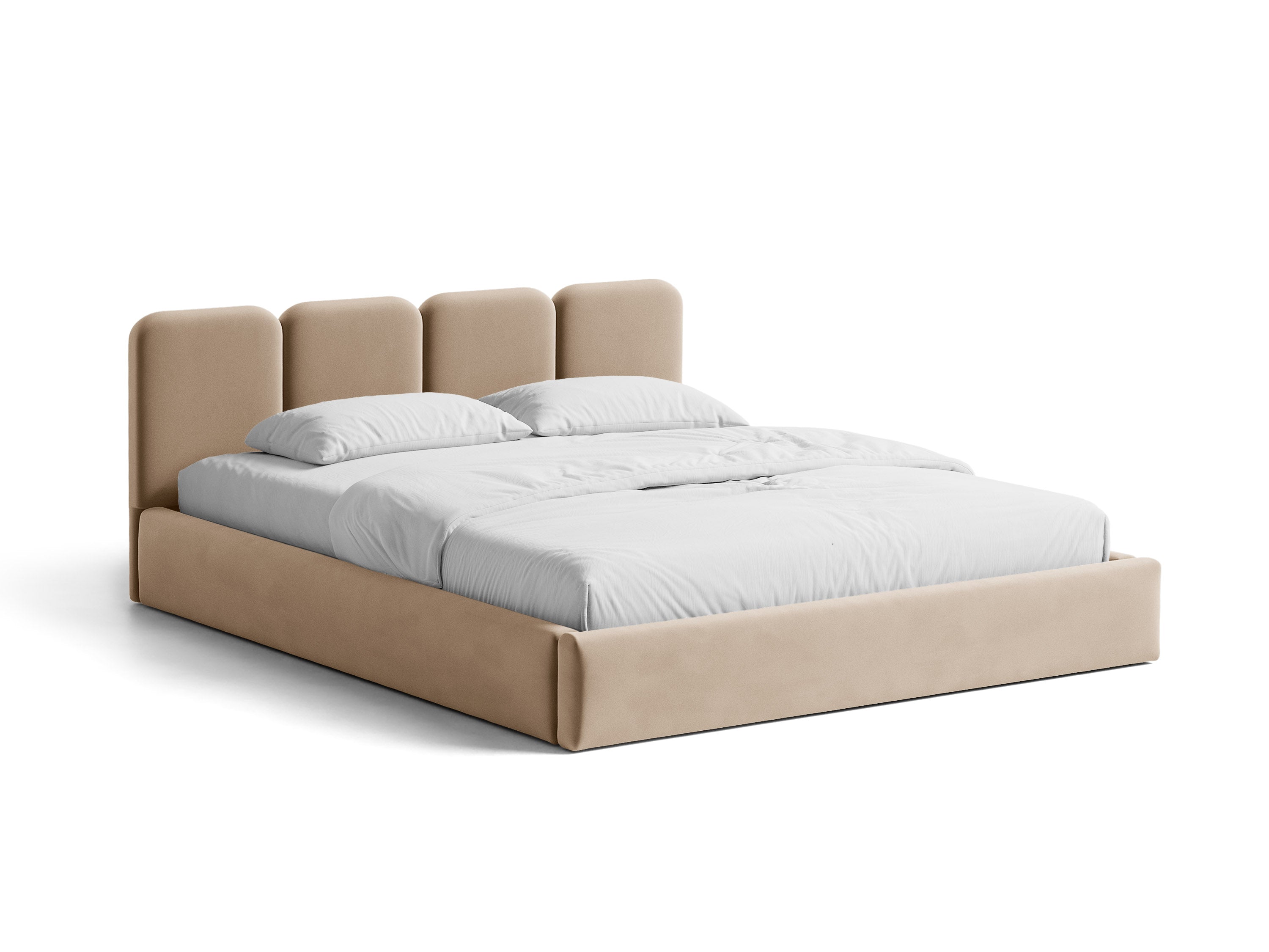 Micadoni Stauraumbett mit Kopfteil Saga Samt Magic Velvet Mandelbeige 180x200