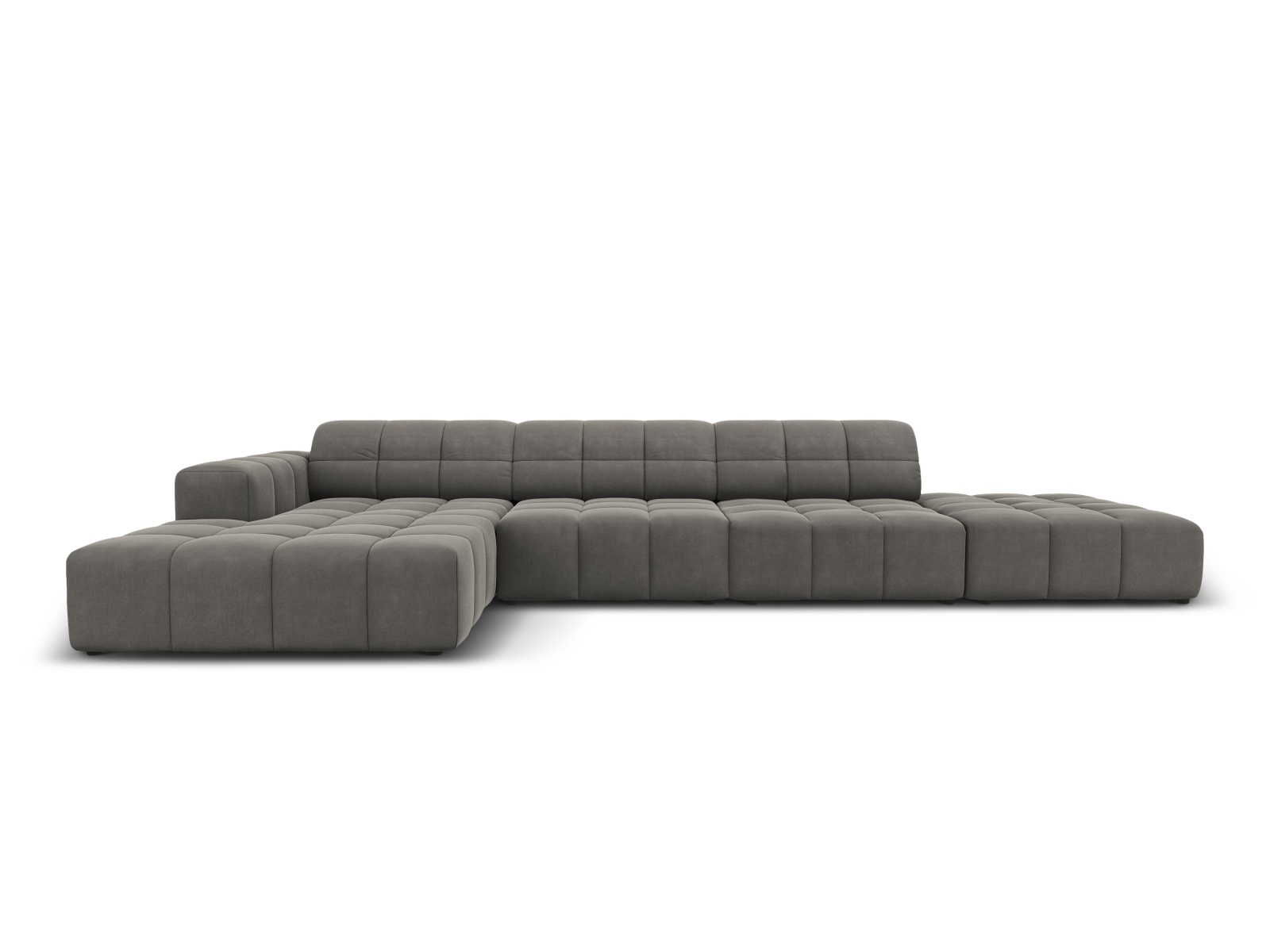 Cosmopolitan Design Ecksofa Chicago 5-Sitzer offen Samt Bluvel Hellgrau Links
