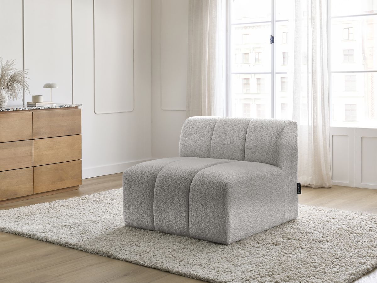 Bobochic Annecy Sofamodul 1-Sitzer Bouclé-Stoff Hellgrau