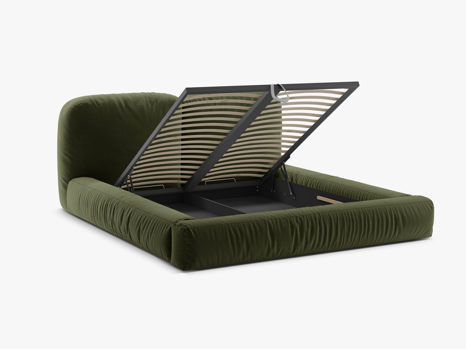 Micadoni Stauraumbett mit Kopfteil Martina Samt Vogue Grün 200x200