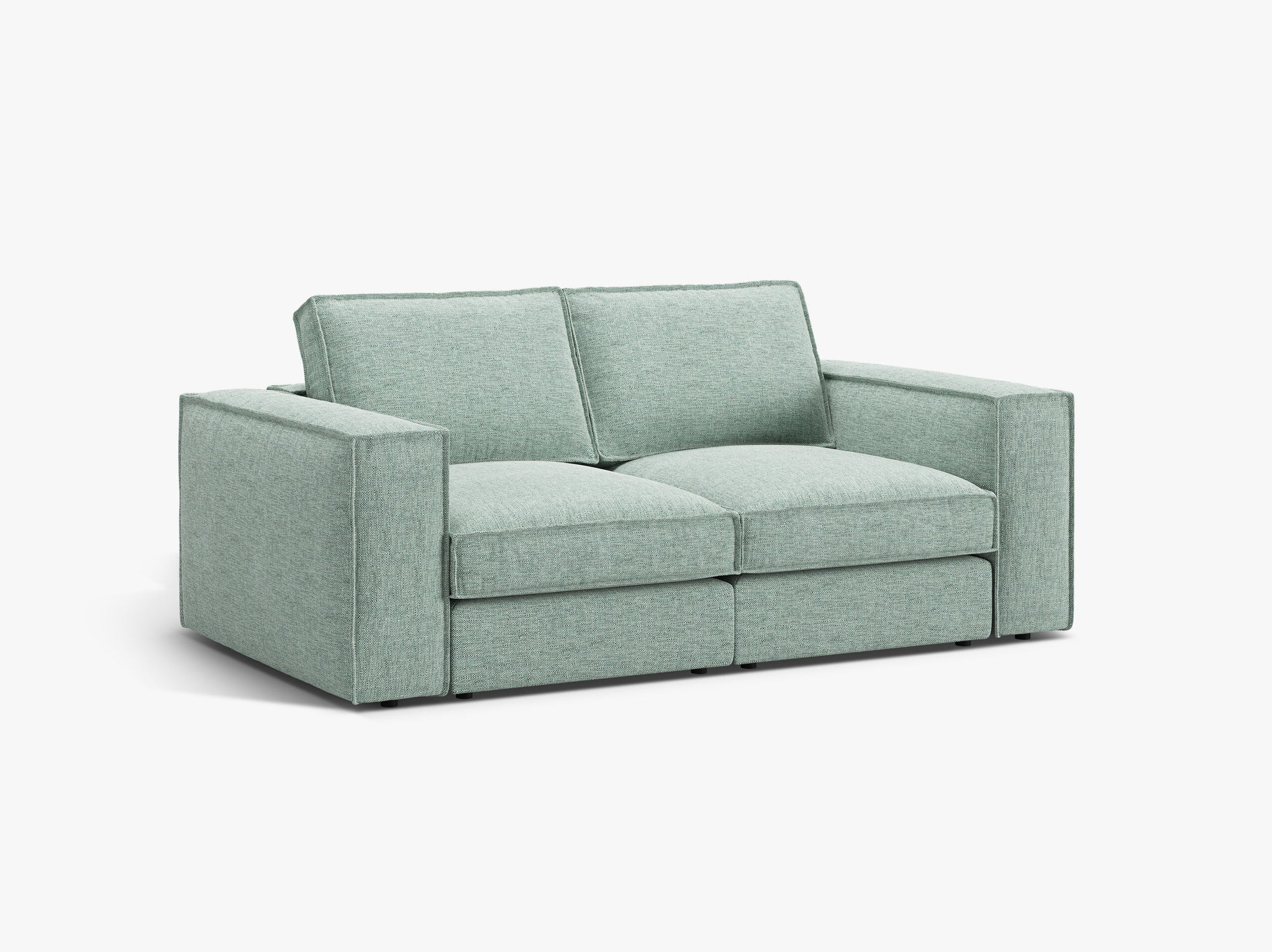 Micadoni modulares Sofa Pola 2-Sitzer Strukturierter Stoff Babel Minze