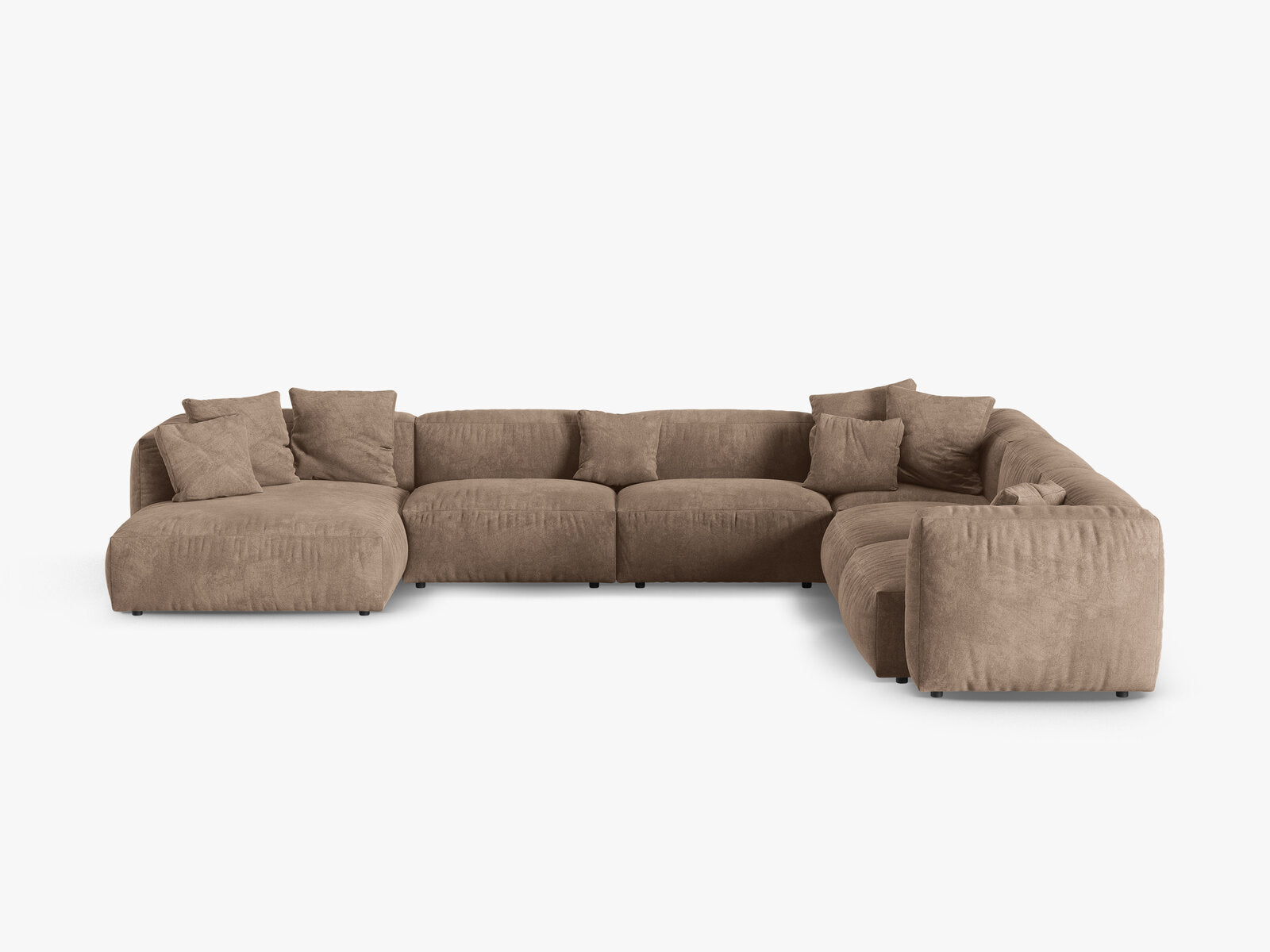 Micadoni modulares Ecksofa XL Martina 6-Sitzer 90cm Sitztiefe Rechts Samt Vogue Dunkelbeige