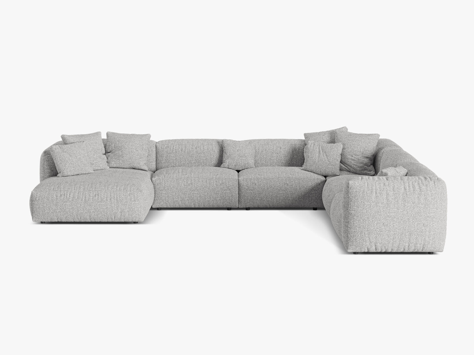 Micadoni modulares Ecksofa XL Martina 6-Sitzer Rechts Boucle Monet Silber