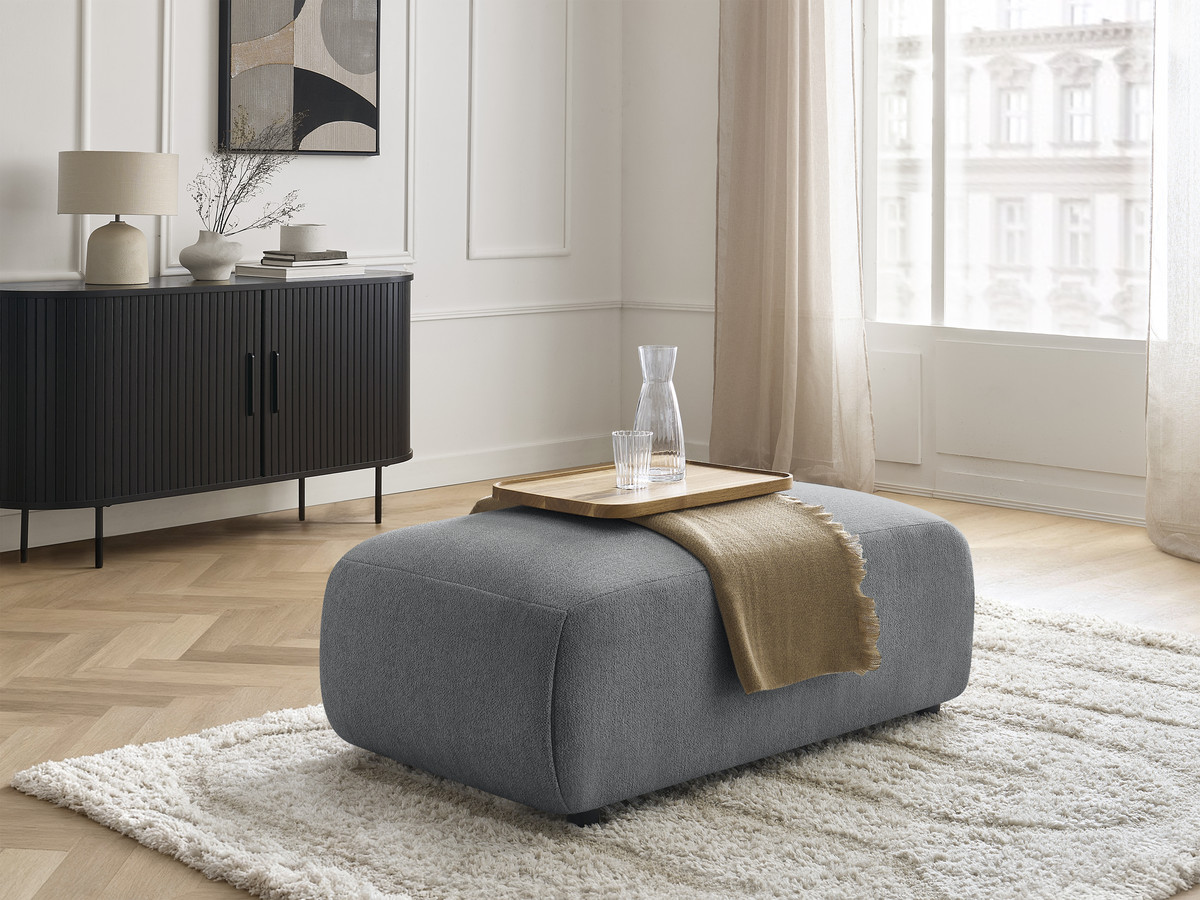 Bobochic Jana Pouf 63 × 114 cm Melange-Stoff Dunkelgrau