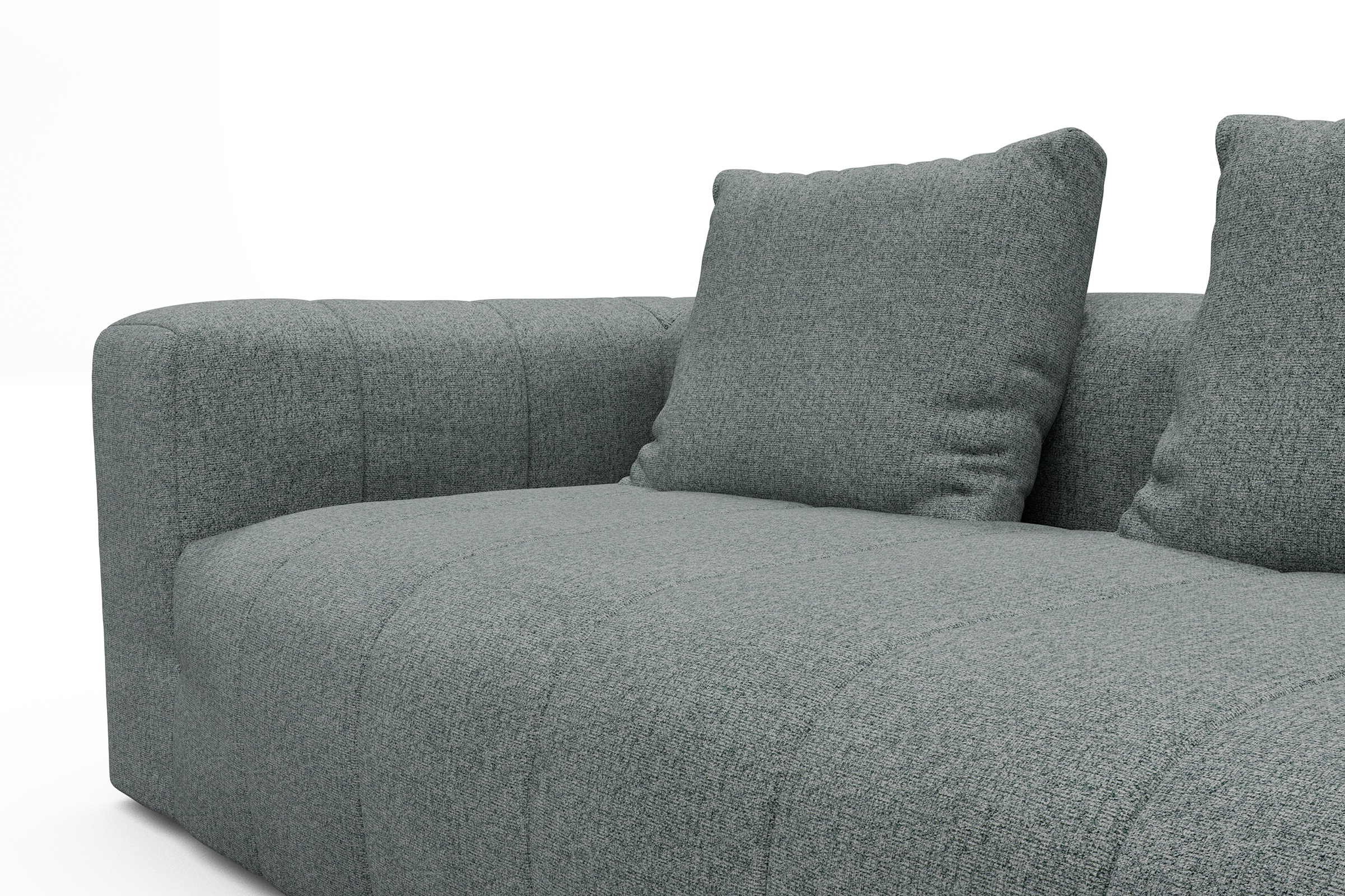 Ecksofa Hugo 2,5-Sitzer Armlehne links mit Chaiselongue Casone-Light-Mixed-Green