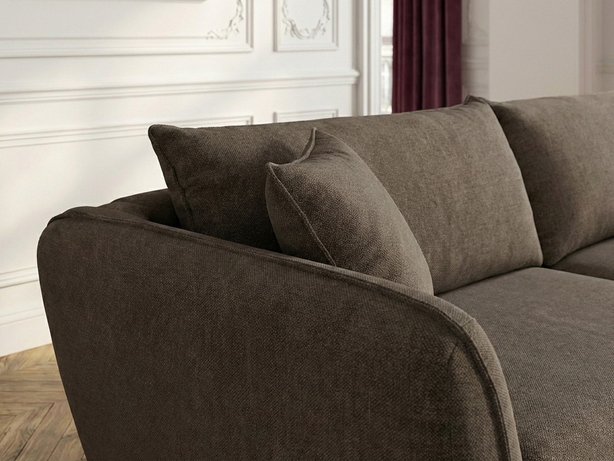 Bobochic Luigi Ecksofa mit Pouf Strukturstoff Taupe Ecke rechts