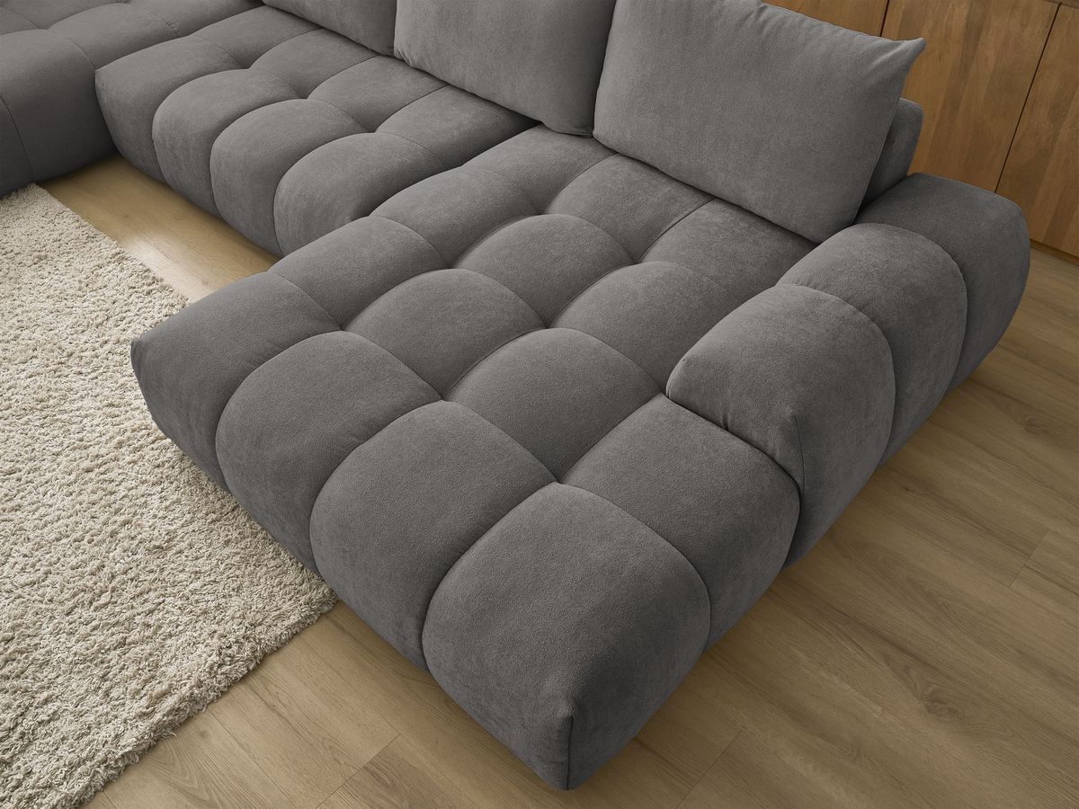 Bobochic Everest Wohnlandschaft, 6 Kissen Strukturstoff Dunkelgrau Ecke rechts