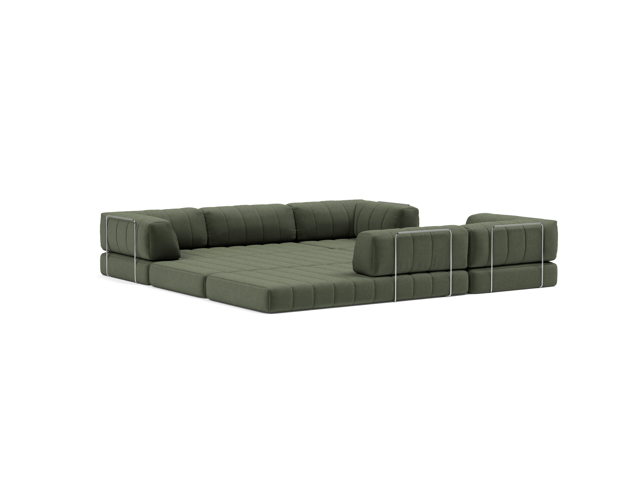 Eck-Schlafsofa CozyPad mit Armlehnen Chenille Esina 413-Olive-Green