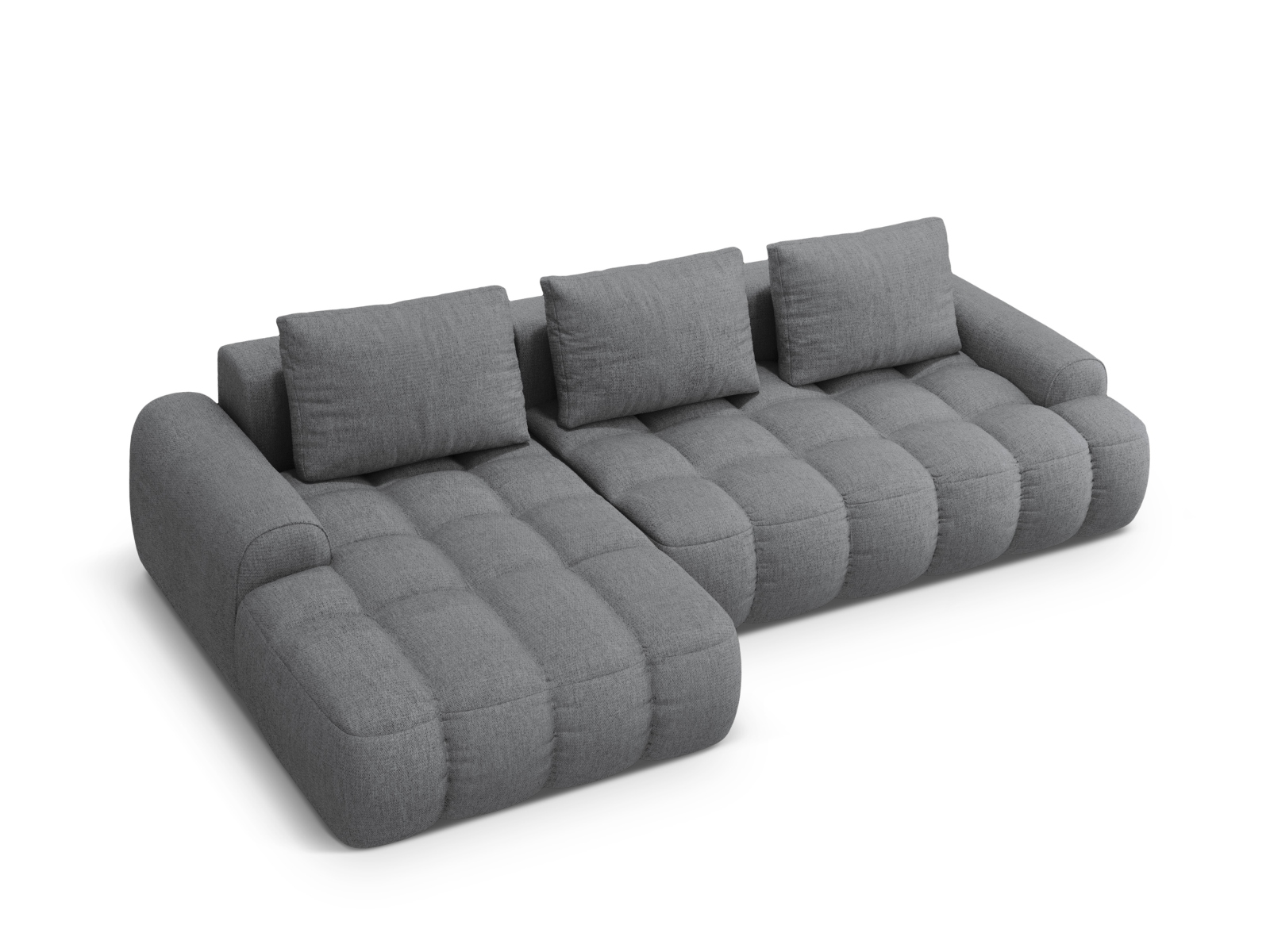 Cosmopolitan Design Ecksofa Linz 3-Sitzer mit Schlaffunktion Strukturierter Stoff Sorella Grau Links