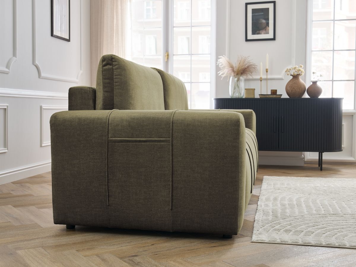 Bobochic Arsene Schlafsofa 3-Sitzer mit Bettkasten Samt Grün