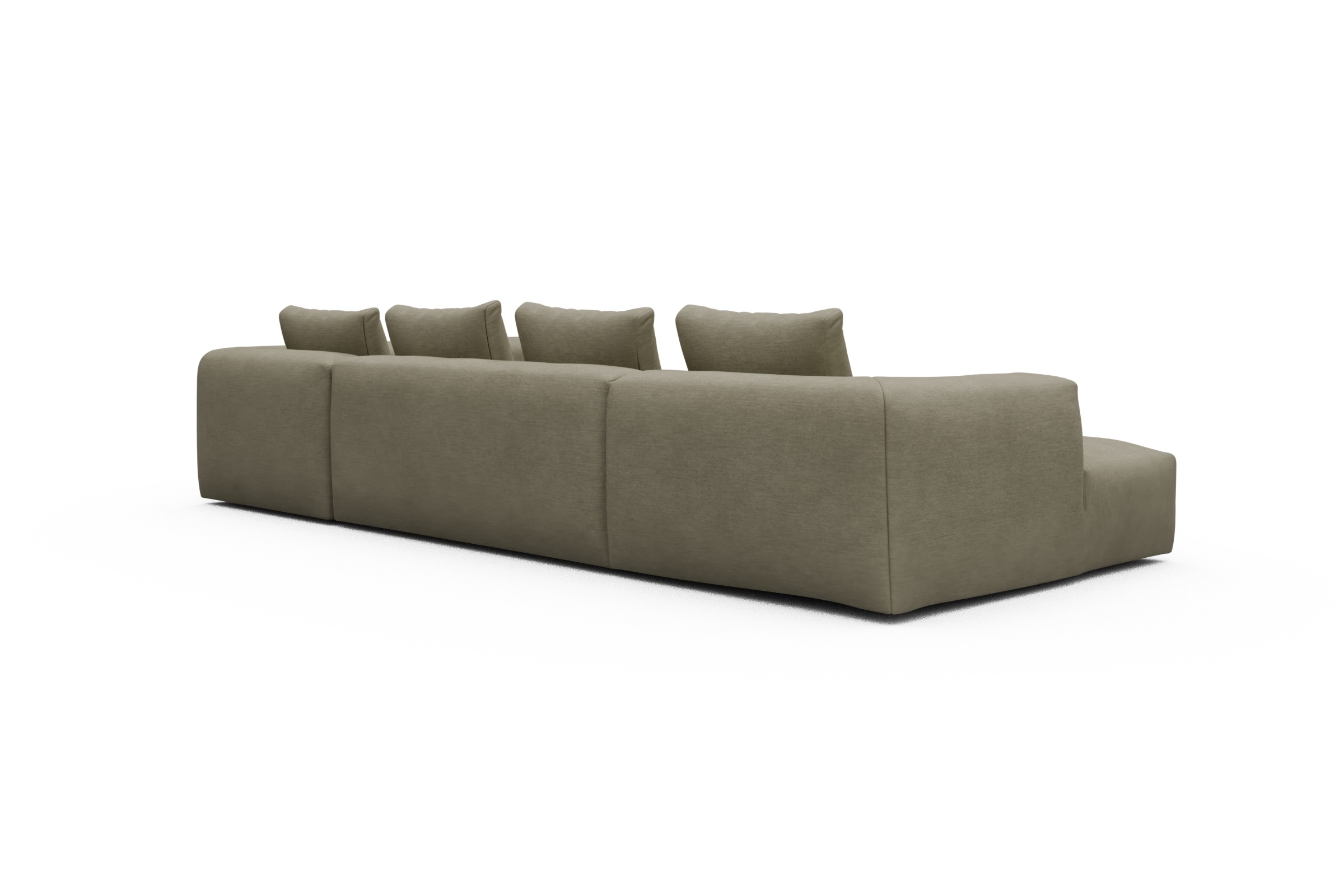 Wohnlandschaft Fred Chaiselongue links mit 2-Sitzer und lange Armlehne rechts Vivus-Dusty-Sand