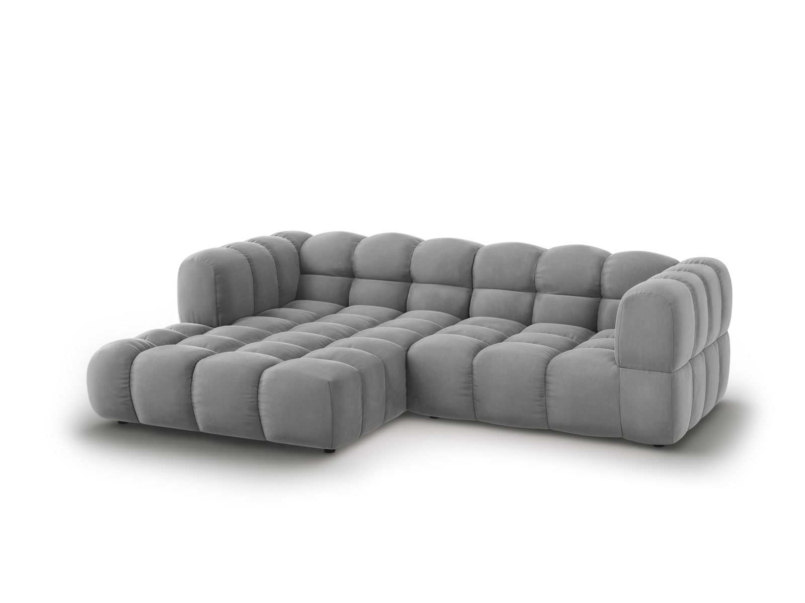 Cosmopolitan Design Ecksofa Sky 3-Sitzer Samt Casino Hellgrau Links