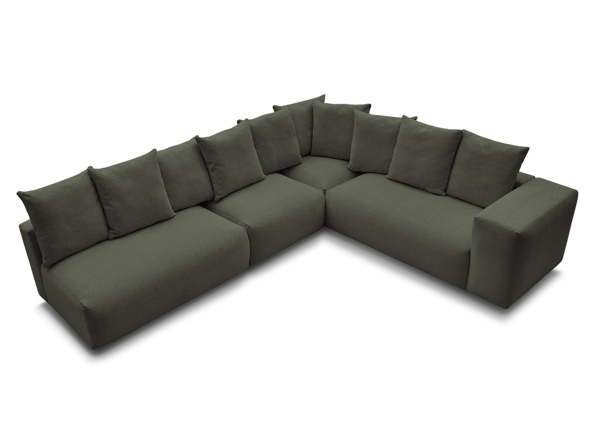 Bobochic Voltaire Ecksofa 322 × 268 cm Melange-Stoff Grün Ecke rechts