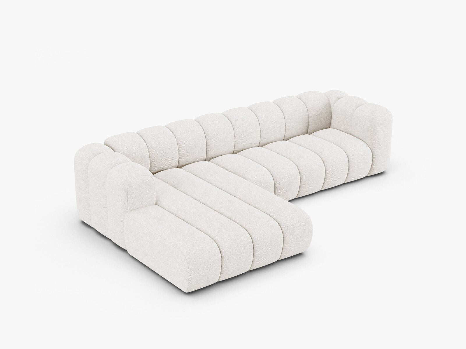 Micadoni Modulares Ecksofa Lupine 4-Sitzer Links Boucle Baloo Weiß