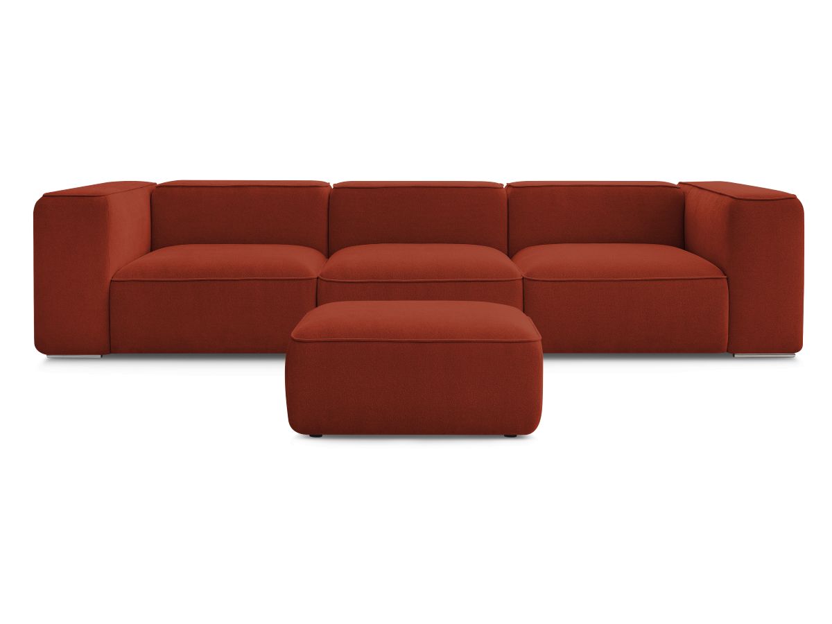 Bobochic Zephyr Sofa 4-Sitzer mit Pouf Strukturstoff Orange