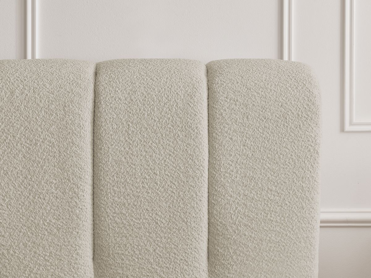 Bobochic Denali Polsterbett mit Bettkasten mit Bettbank Bouclé-Stoff Beige, Liegefläche 140 × 190 cm
