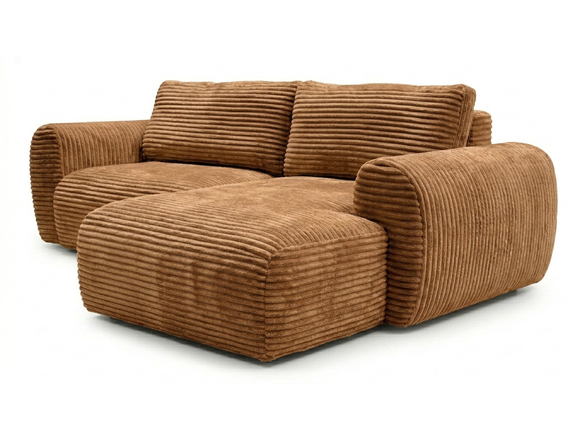 Bobochic Lucien Ecksofa mit Schlaffunktion und Bettkasten Breitcord weich Gelb Ecke rechts