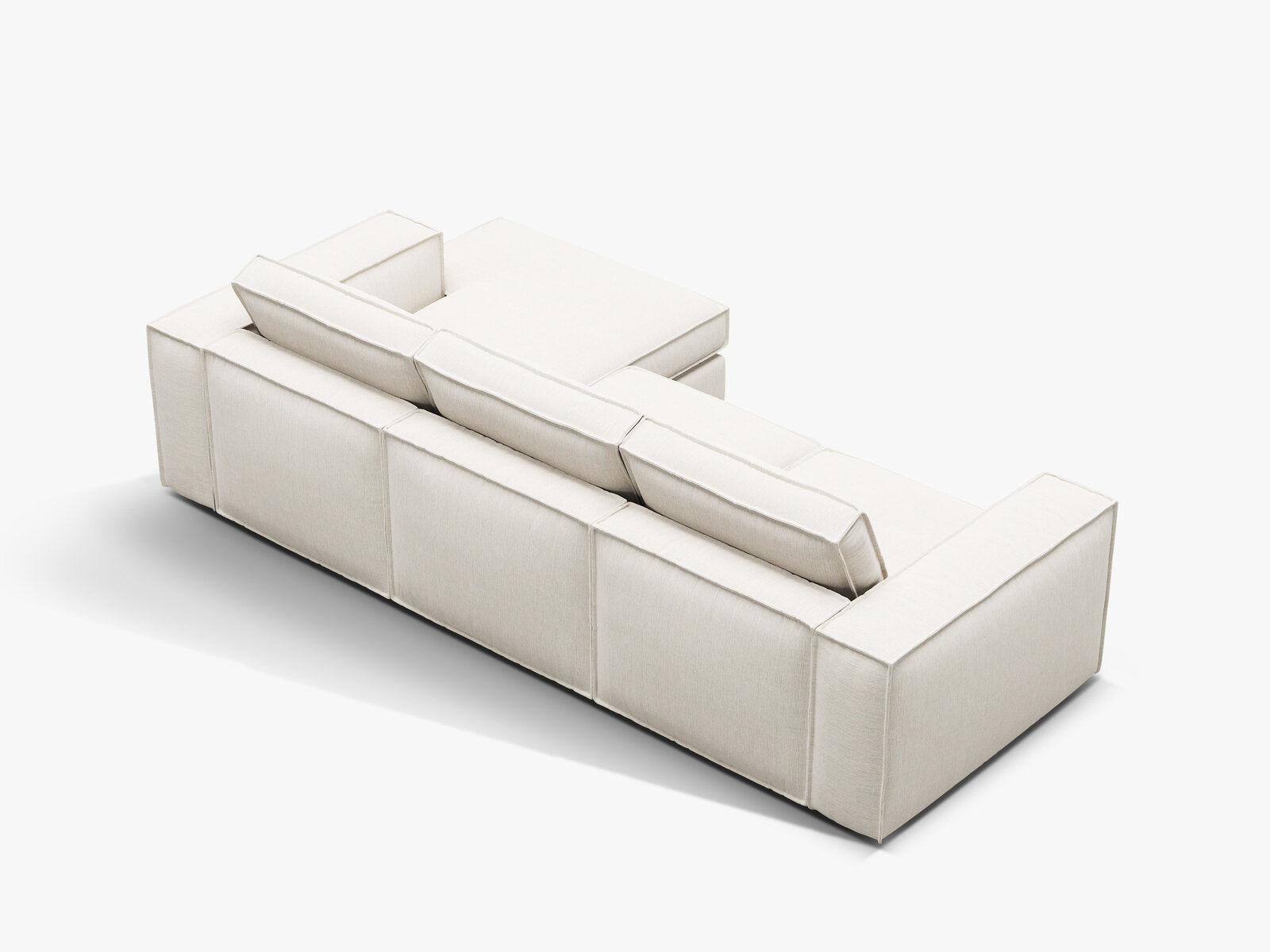 Micadoni modulares Ecksofa Pola 3-Sitzer Rechts Strukturierter Stoff Babel Weiß