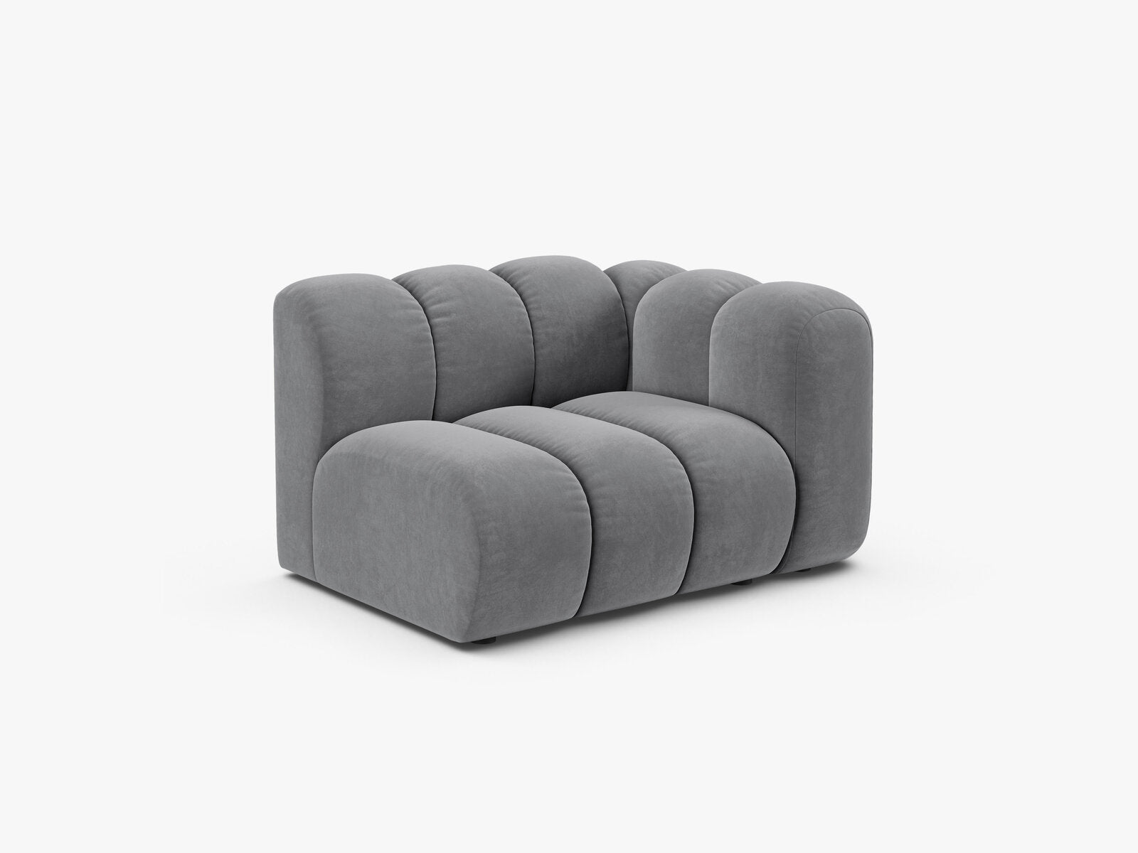 Micadoni Modul Lupine 1-Sitzer Rechts Samt Salvador Grau