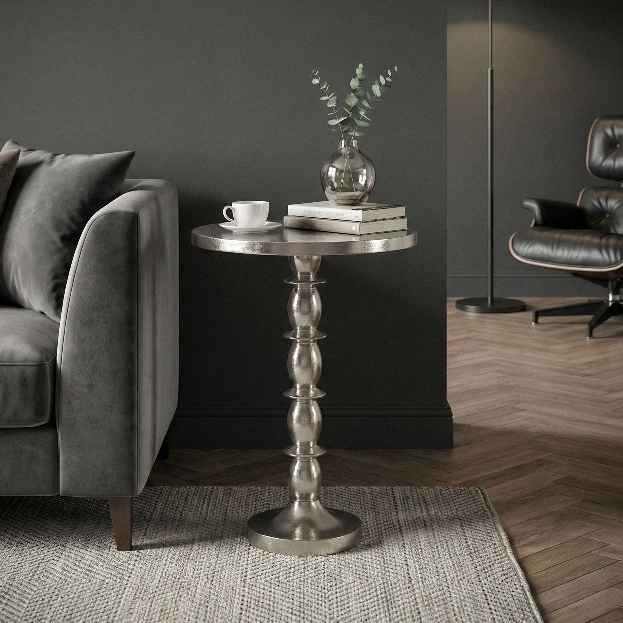 Beistelltisch Steinkjer Aluminium Silber Ø 40 × H 56 cm