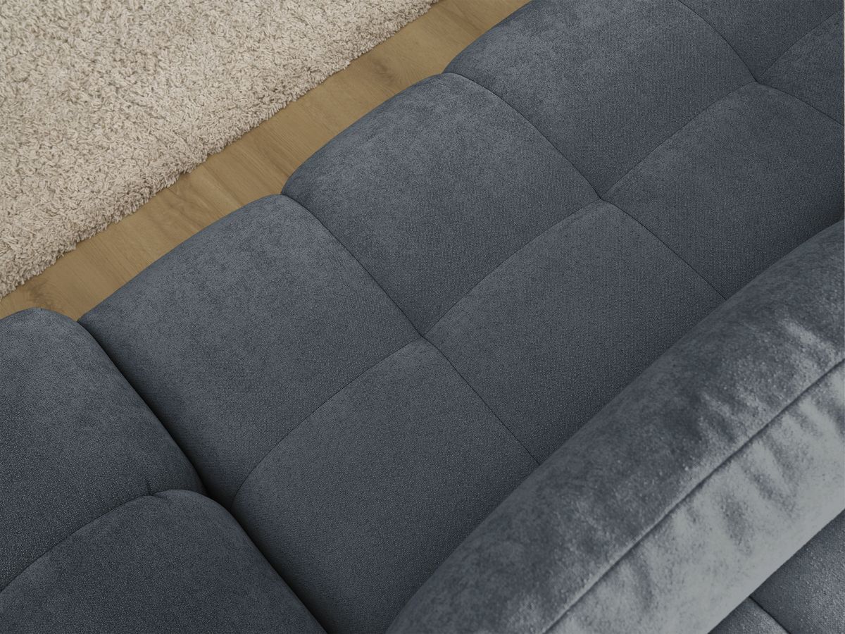 Bobochic Everest Ecksofa mit Schlaffunktion und Bettkasten 318 × 180 cm, 3 Kissen Strukturstoff Dunkelblau Ecke links