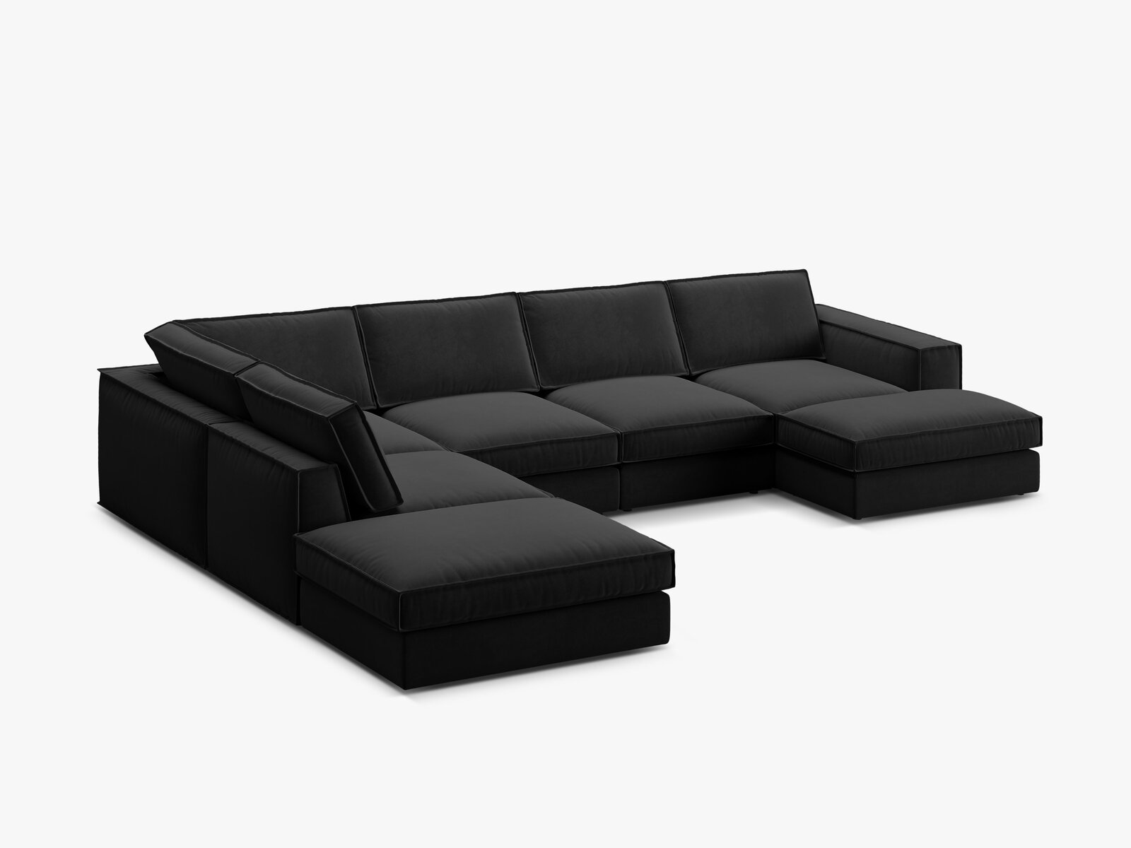 Micadoni modulares Panorama Ecksofa Pola 5-Sitzer Links Samt Salvador Schwarz