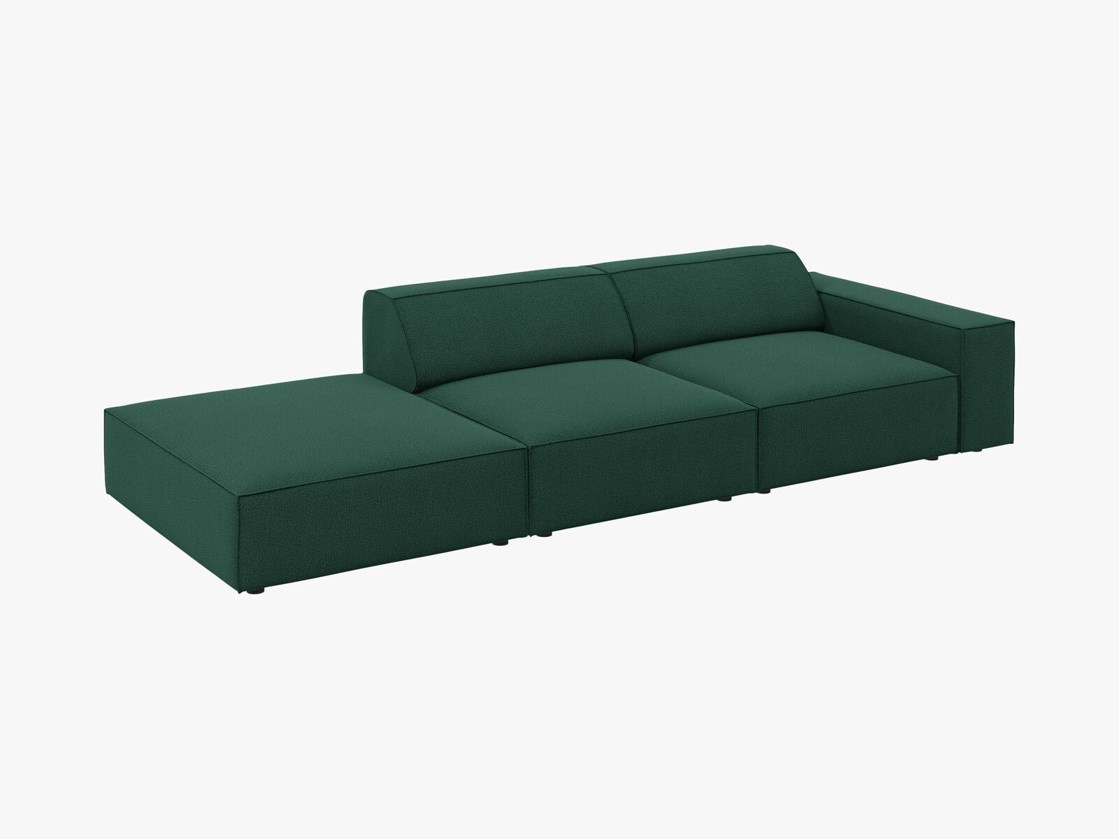 Micadoni Sofa Jodie 3-Sitzer Links Strukturierter Stoff Megan Grün