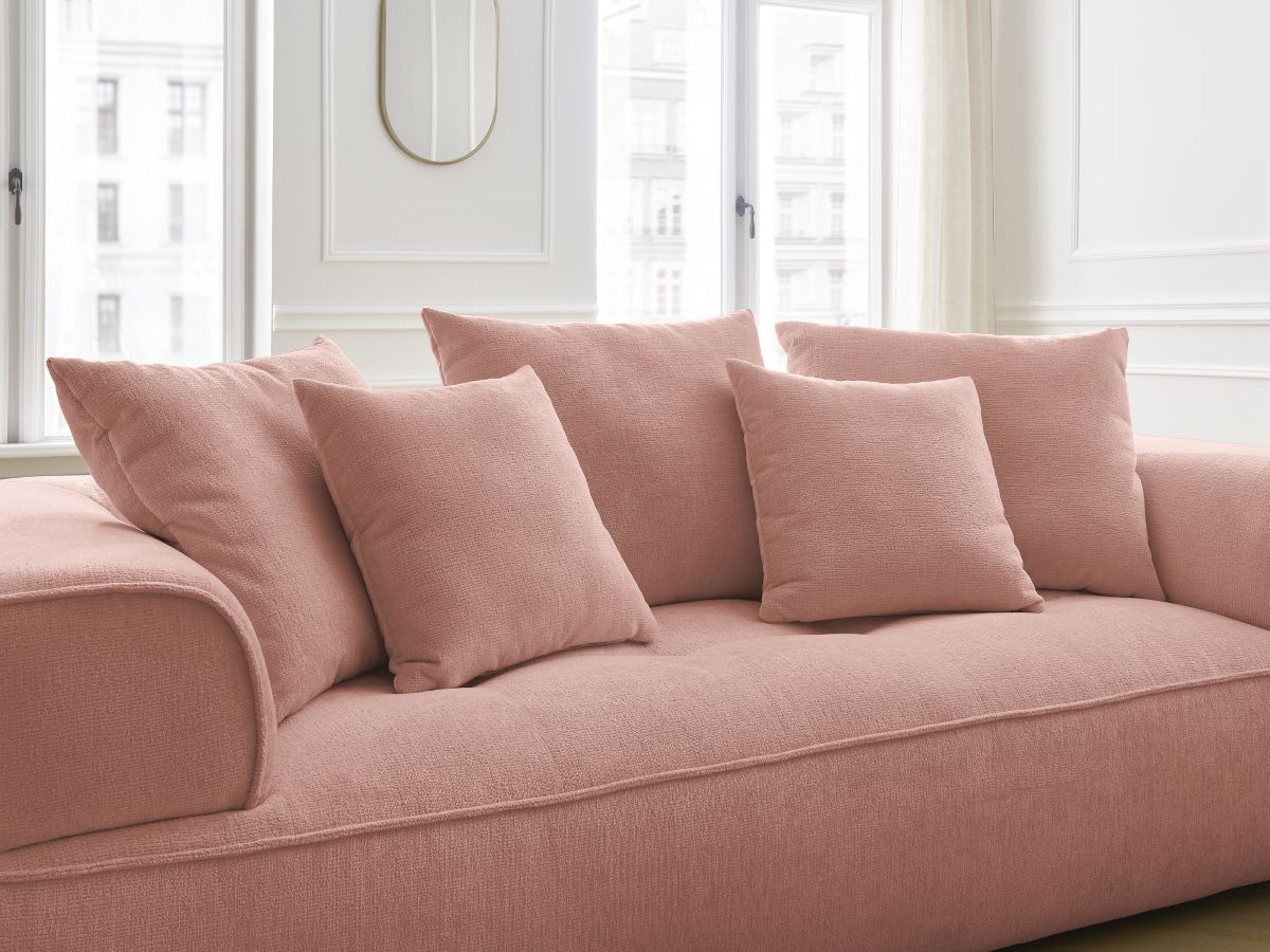 Bobochic Whesley Sofa 3-Sitzer Stoff Rosa