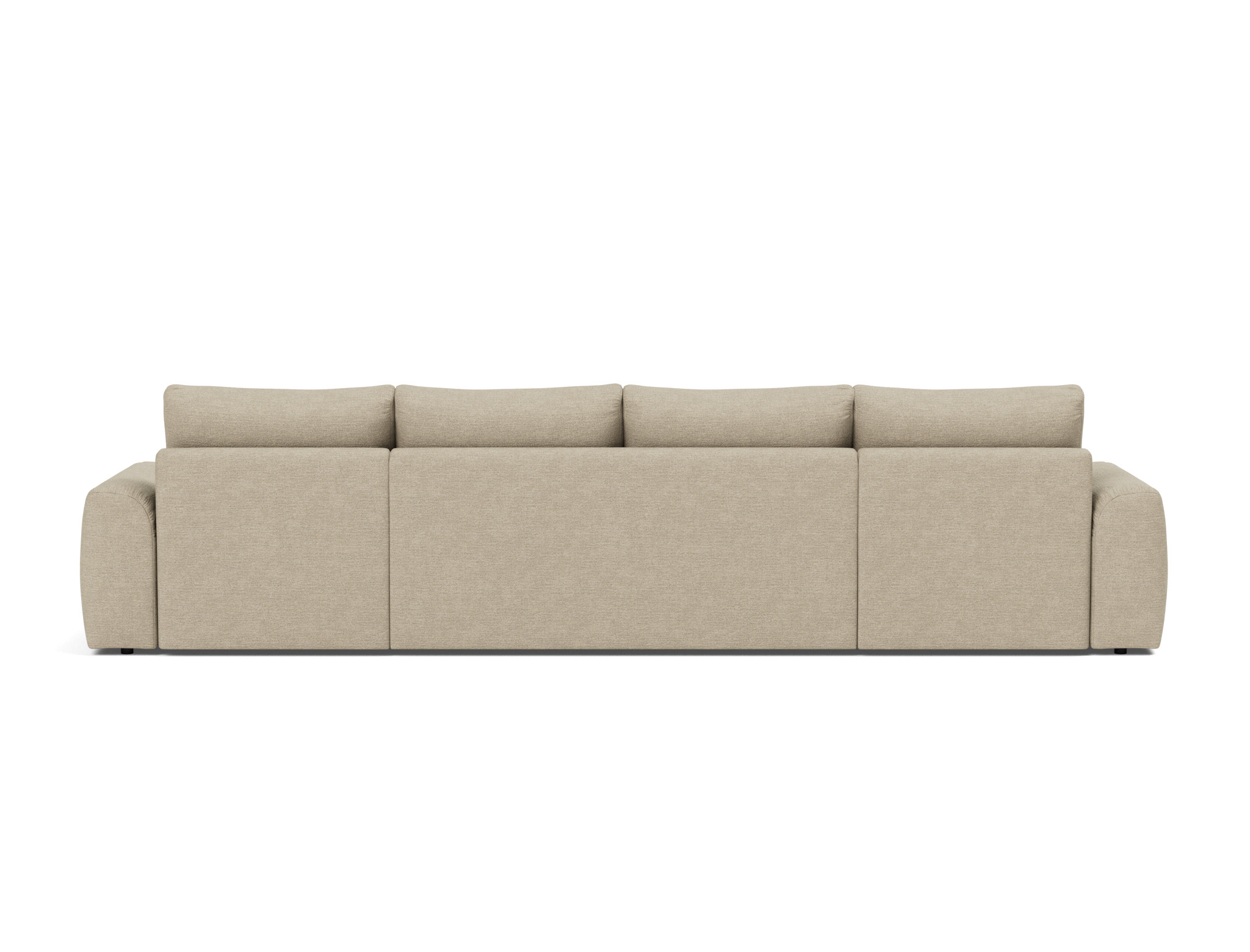 Schlafsofa Norum U-Form mit Chunky-Armlehnen Strukturierter Stoff Taura 356-Sand