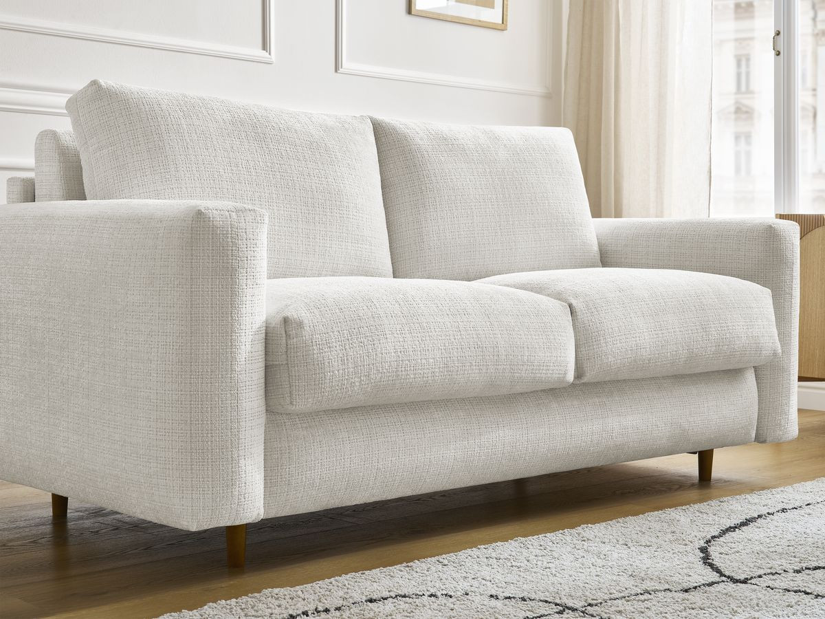 Bobochic Cocoone Schlafsofa 3-Sitzer Strukturstoff Weiß, Liegefläche 160 × 200 cm