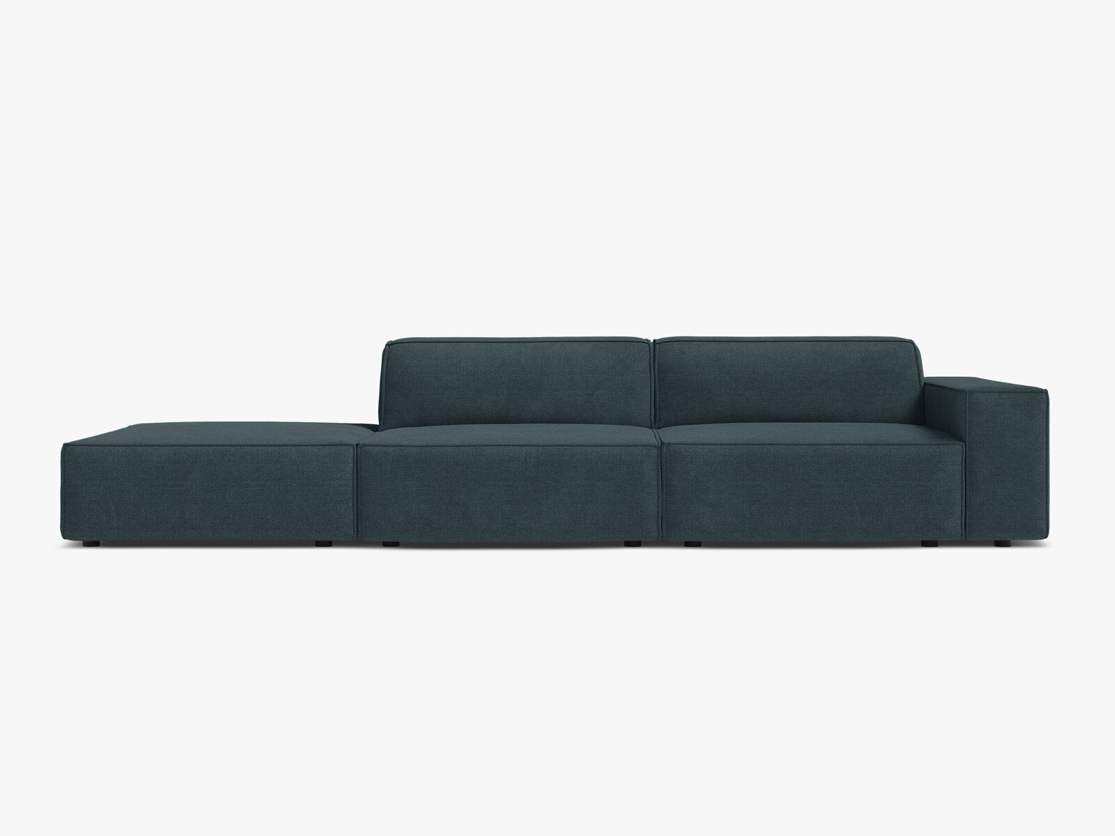 Micadoni Sofa Jodie 3-Sitzer Links Strukturierter Stoff Liberty Dunkel Petrol