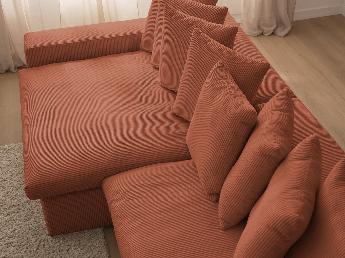Bobochic Enore Ecksofa 330 × 157 cm Cordsamt Orange Ecke links