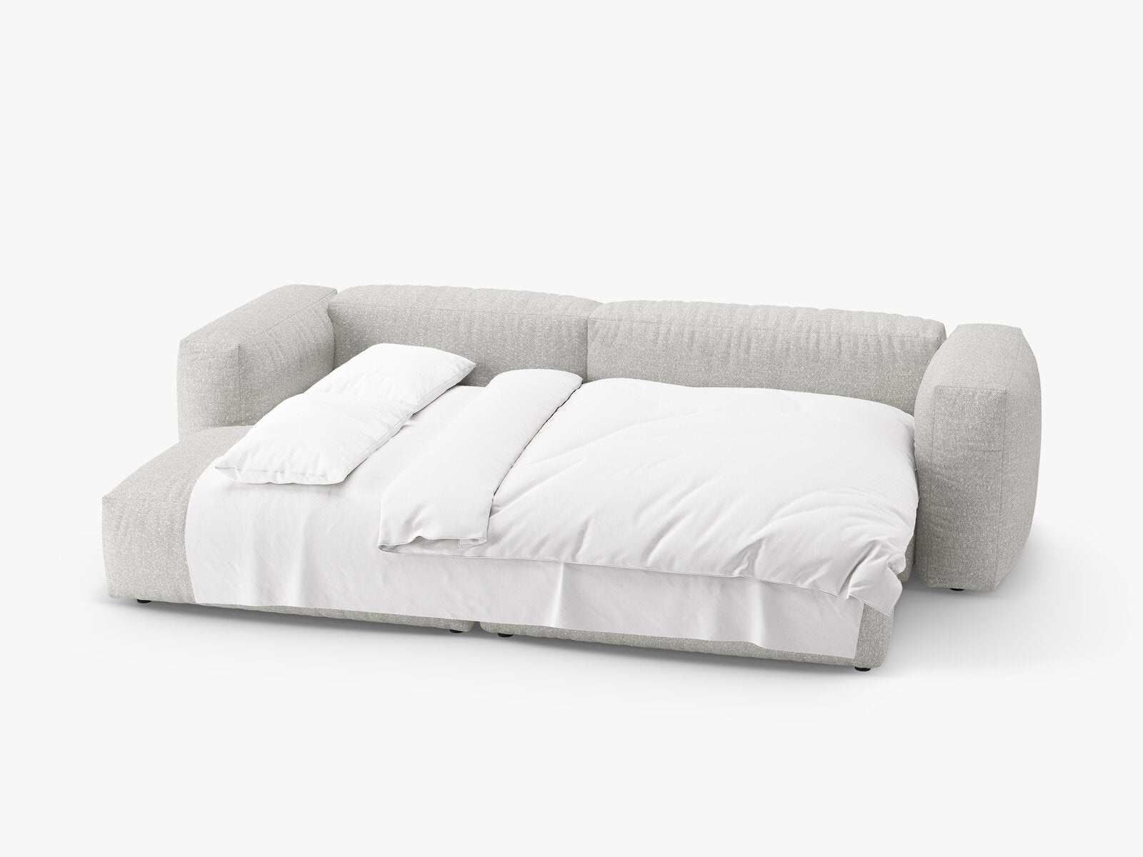 Micadoni Martina Ecksofa 4-Sitzer mit Schlaffunktion Links Boucle Monet Grau Beige Melange