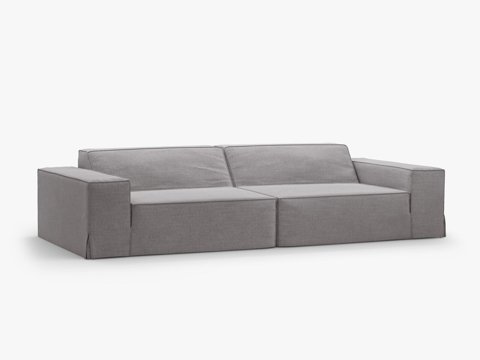 Micadoni Sofa Jodie 4-Sitzer Strukturierter Stoff Lins Warmes Grau