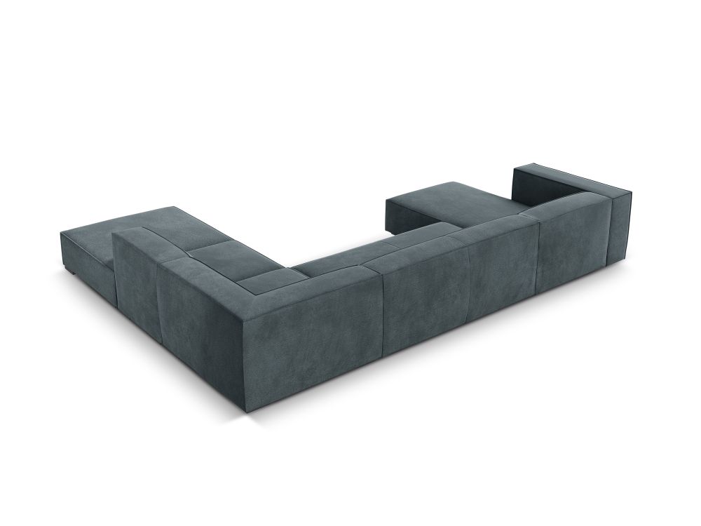 Cosmopolitan Design Panoramasofa Turin 6-Sitzer 365 cm Strukturierter Stoff Rosario Blaugrau Rechts