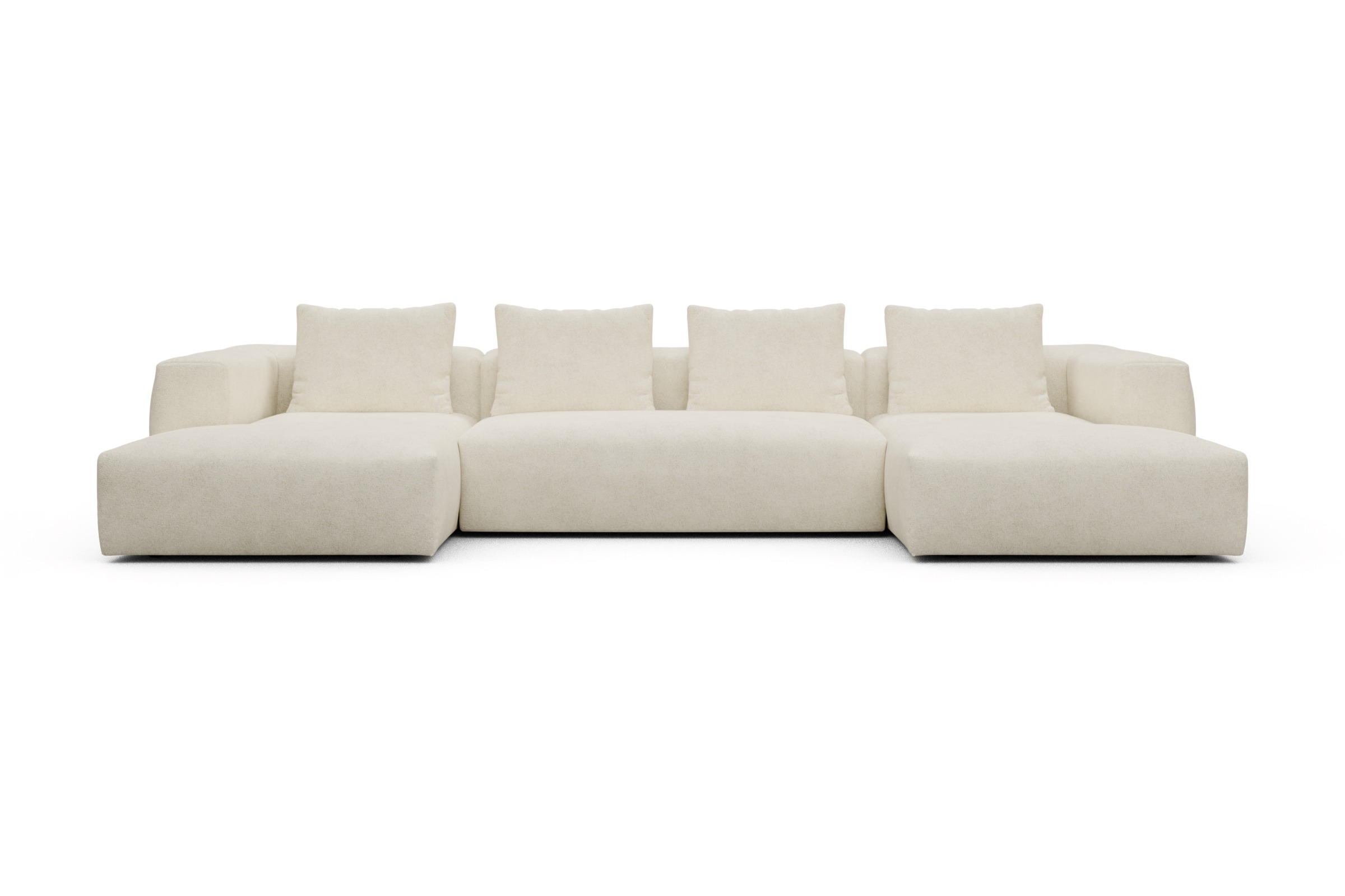 Skandi Home Wohnlandschaft Fred mit 2-Sitzer und Chaiselongue beidseitig Boucle-Off-White moebelfaktor