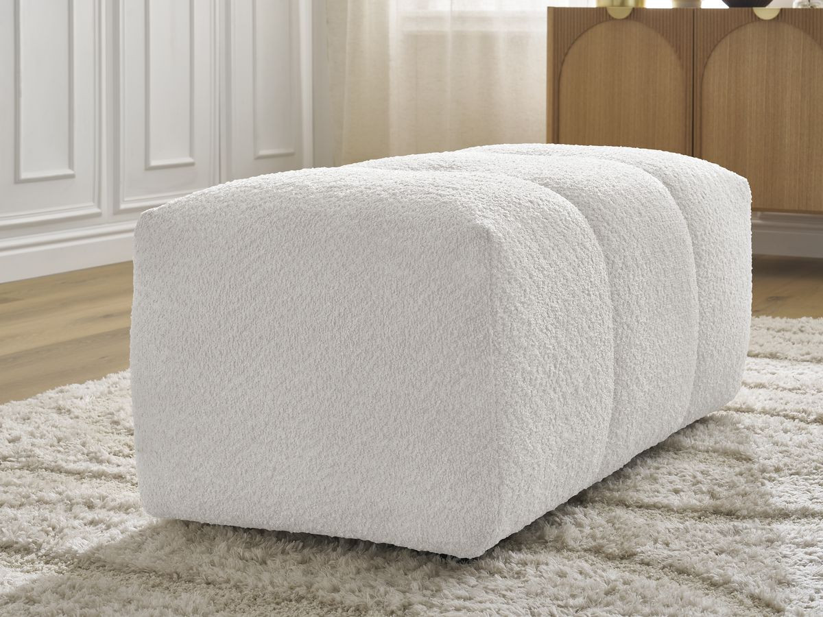 Bobochic Roxelane Pouf Bouclé-Stoff Weiß