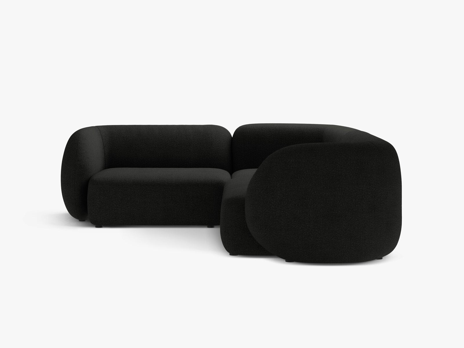 Micadoni Ecksofa Kate 4-Sitzer Links Boucle Schwarz