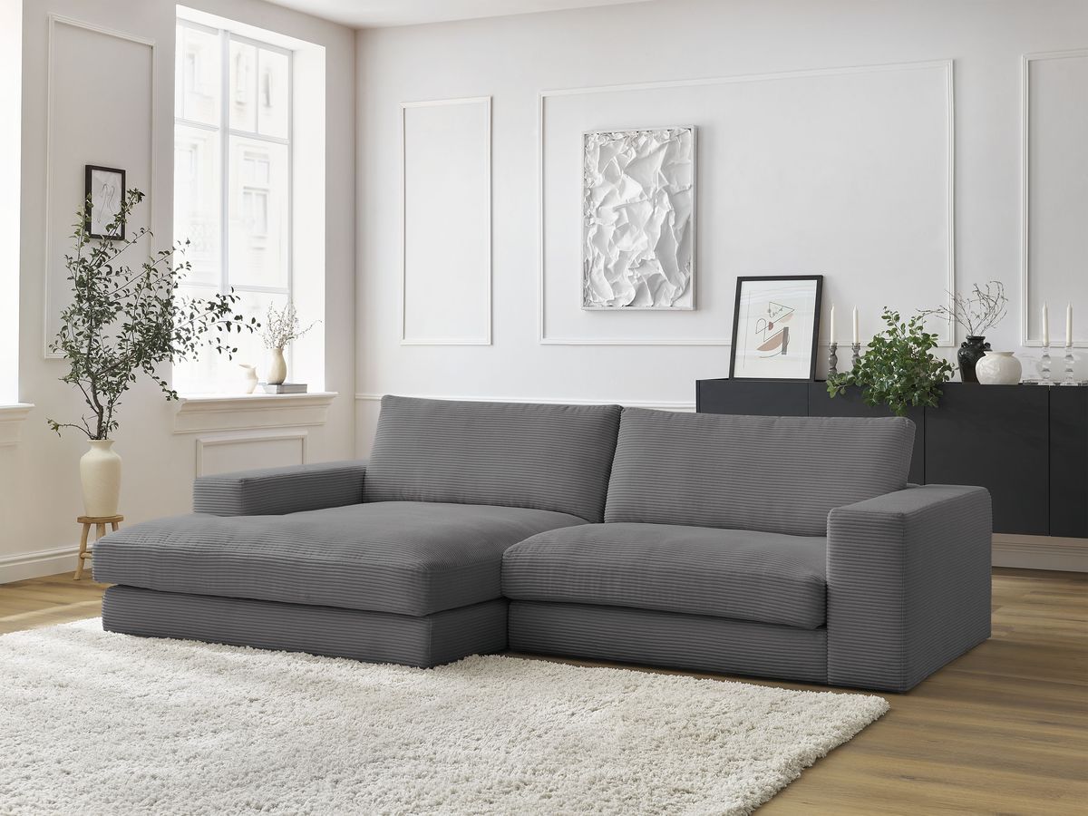 Bobochic Leonard Ecksofa 234 × 159 cm Cordsamt Braun Ecke links
