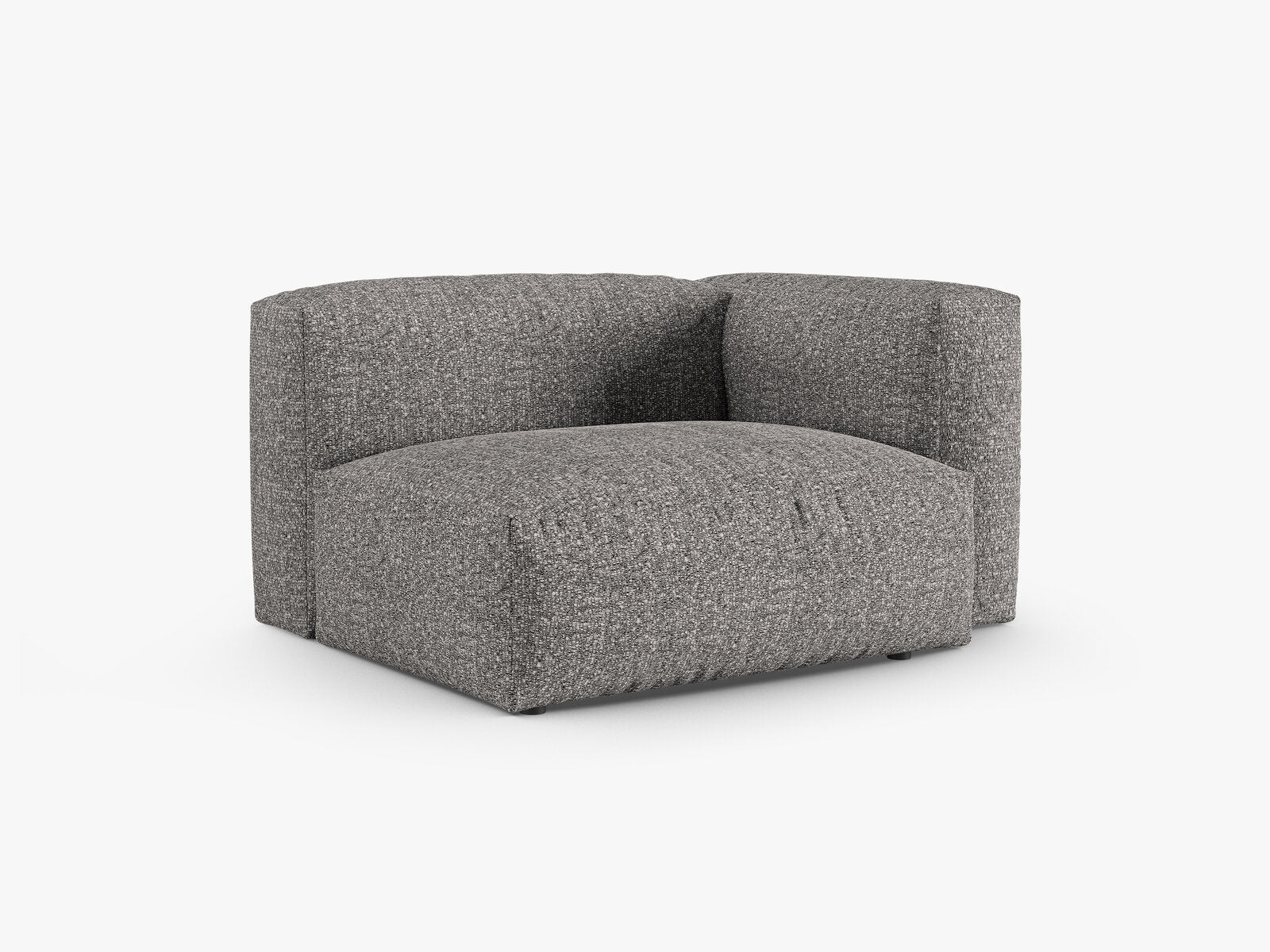 Micadoni Eckmodul mit Armlehne Martina 1-Sitzer 90cm Sitztiefe Rechts Boucle Monet Graphit