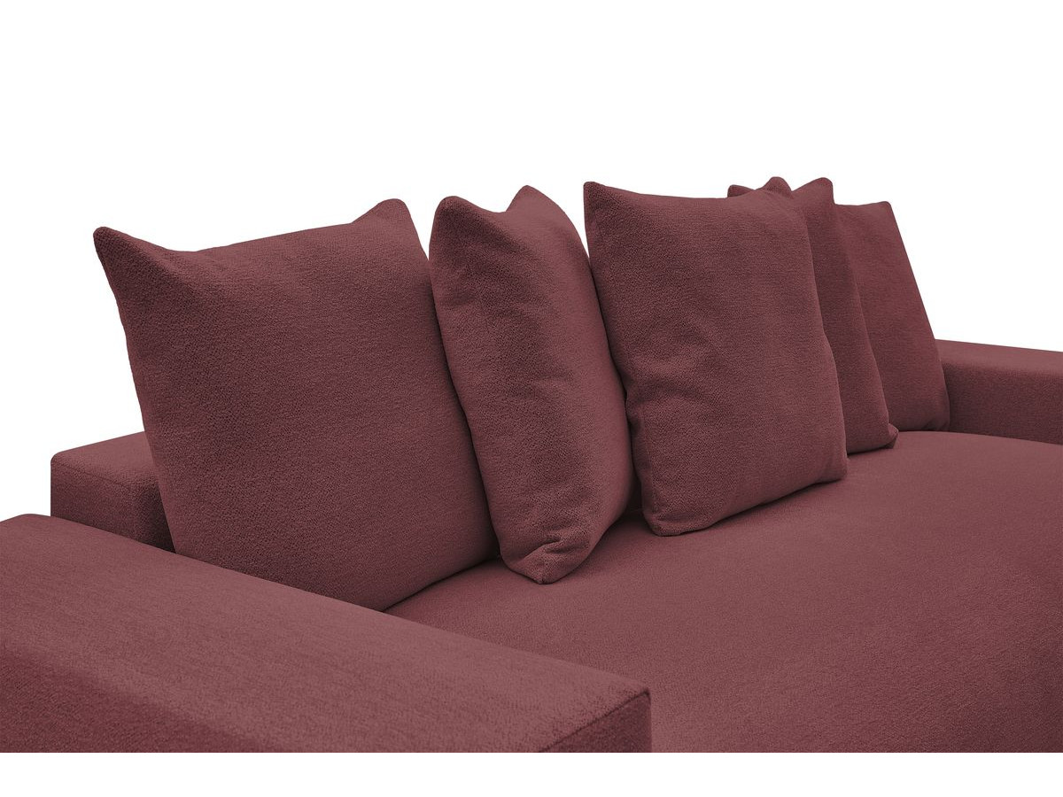 Bobochic Voltaire Schlafsofa 4-Sitzer mit Bettkasten und Pouf Melange-Stoff Rot